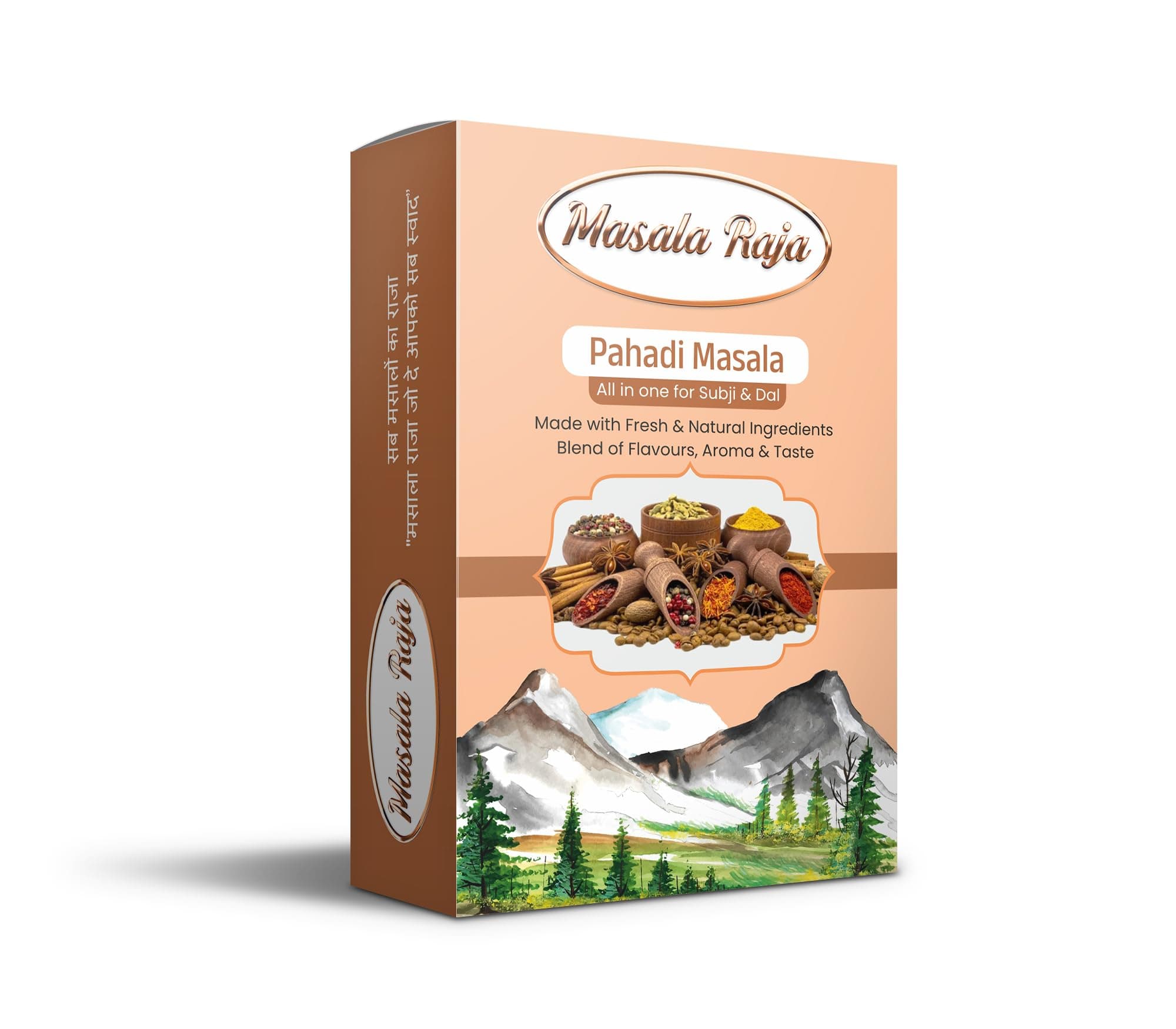 Masala Raja Pahadi Masala 100g for Sabji & Dal, (No Onion, No Garlic) Blended Spice for Authentic Taste and Colour, Made With 100% Natural Ingredients Of Mountains