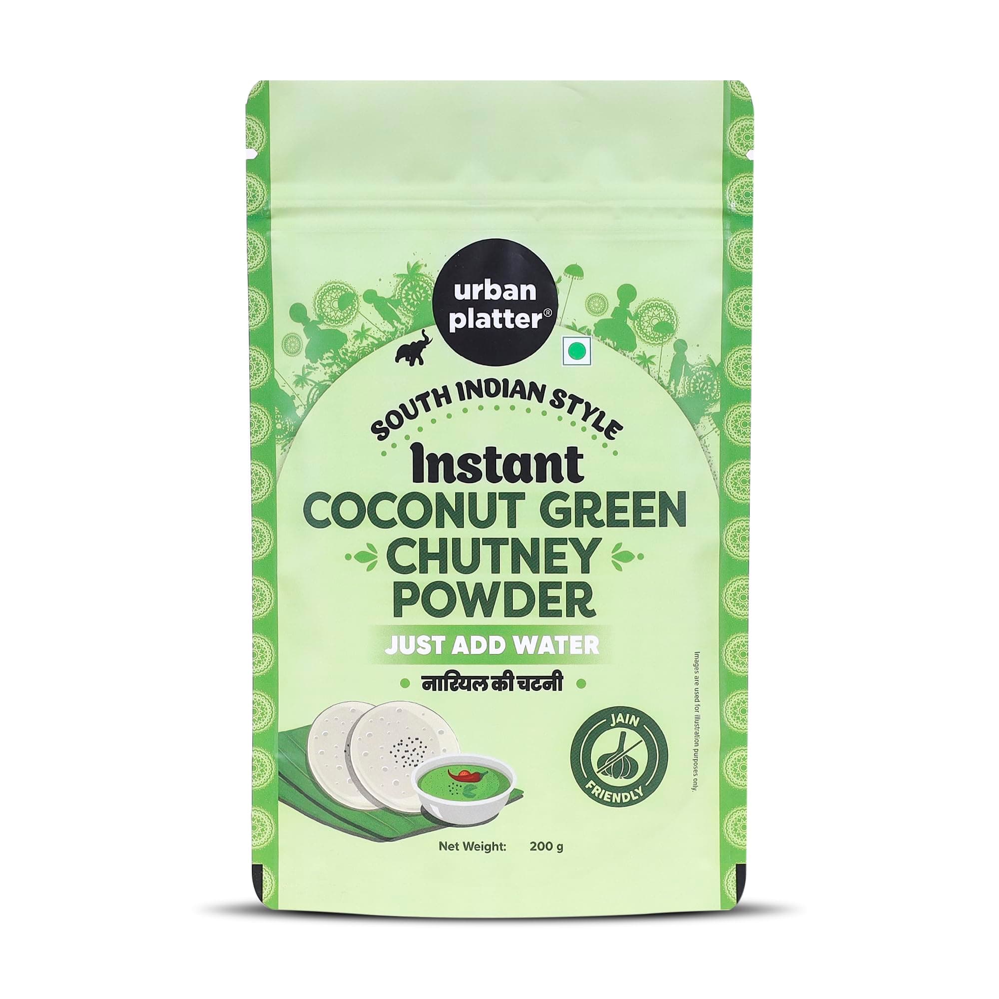 Urban Platter South Indian Style Instant Coconut Green Chutney Powder, 200g / 7oz [Nariyal ki Chutney, Just Add Water]