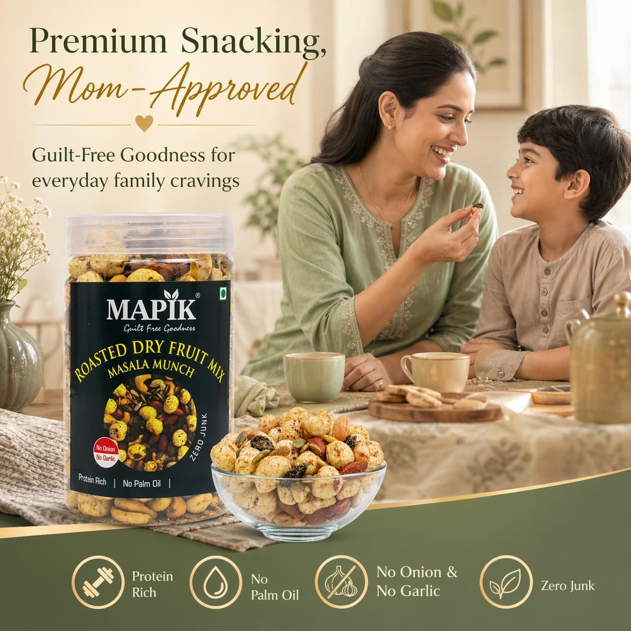 Mapik Roasted Dry Fruits Mix Masala Munch | Premium Trail Mix | Almond,Cashew,Seeds,Makhana & Dried Fruits | High Protein Crunchy Snack | No Palm Oil No Preservatives(200g) — image 7