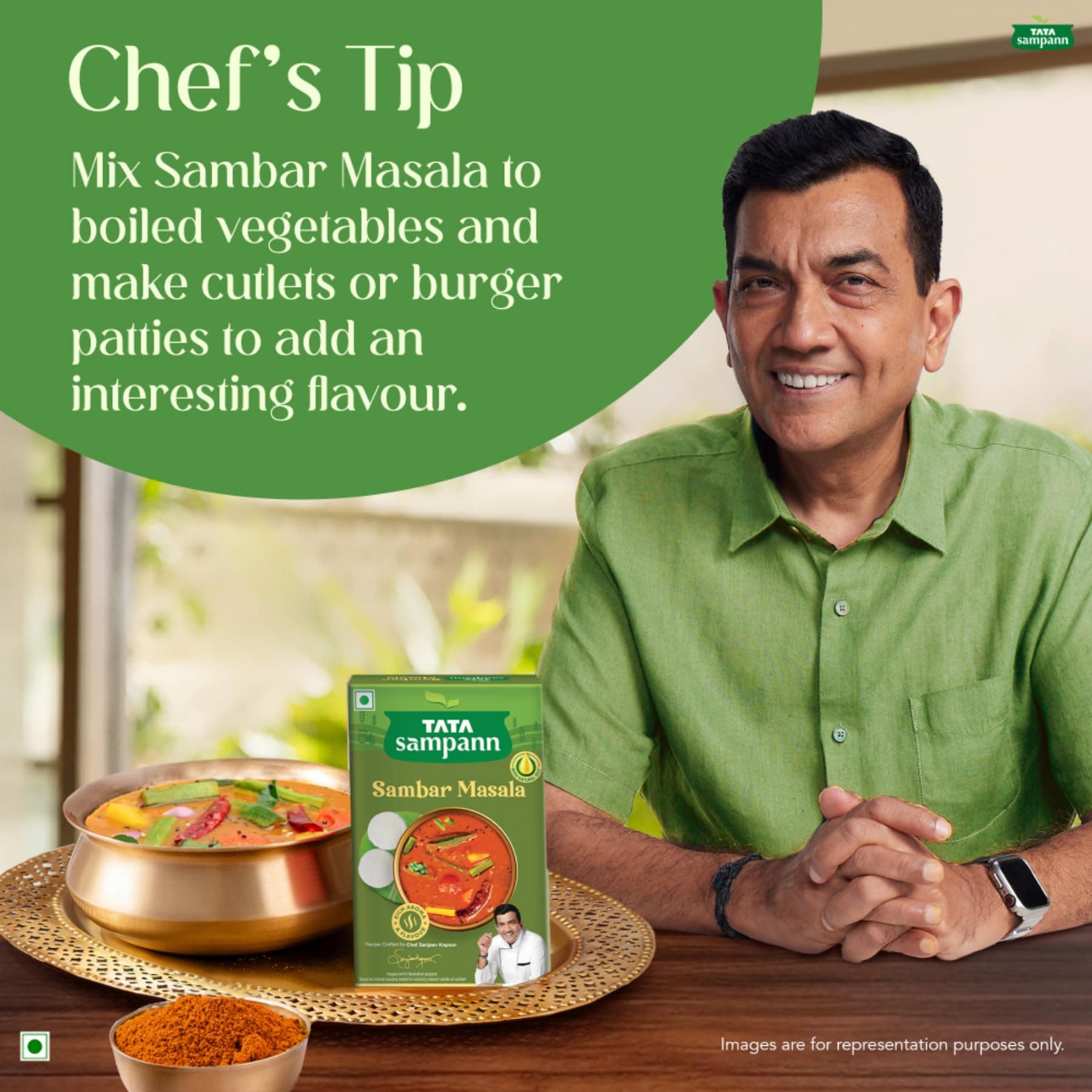 Tata Sampann Sambar Masala Powder with Natural Oils, 45g, Crafted by Chef Sanjeev Kapoor, With Chef’s Exclusive Tip, Rich Aroma & Flavour — image 8