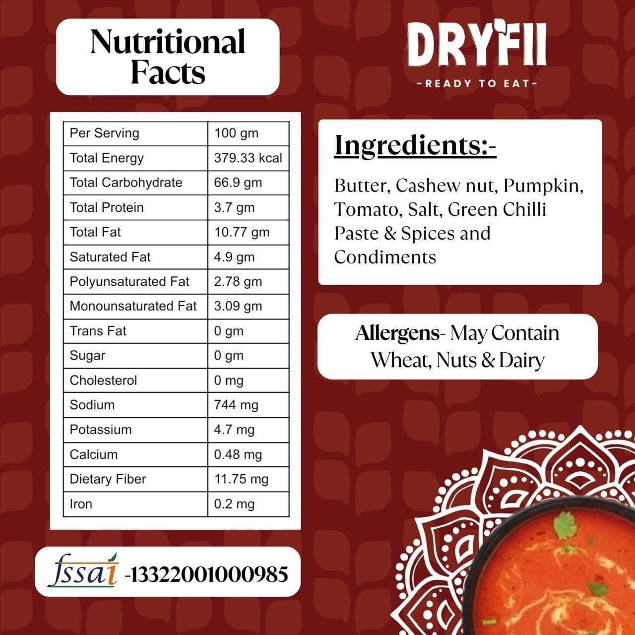 Dryfii Ready-to-Eat Dal Paratha (5 Pcs Parathas) with Jain Red Gravy | Veg Combo Meal | Pure Vegetarian — image 3