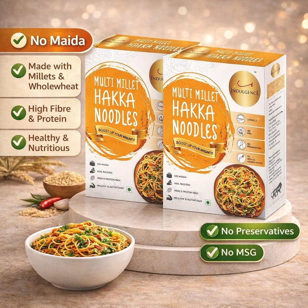 Indulgence No Maida Multi Millet Hakka Noodles | Healthy Millet Noodles for Nutritious Family Meals | High Fiber & Protein Rich | Naturally Supports Immunity | Pack of 2 (200g-Each) — image 5