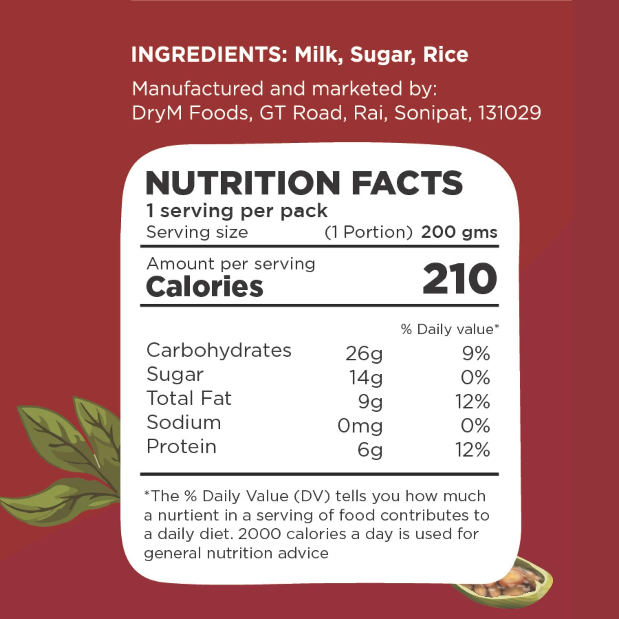 DryM Foods Ready-to-Eat Kheer – Instant Rice Pudding, Traditional Dessert, Gluten-Free, 100% Natural, 250g — image 2