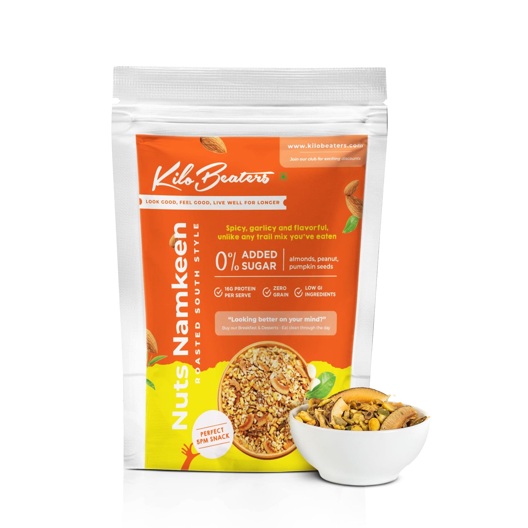 KILOBEATERS Zero Sugar Roasted South Indian Style Nuts Namkeen Healthy Mixture Snacks for Diet, Zero Preservative - 400 g (Pack of 1)