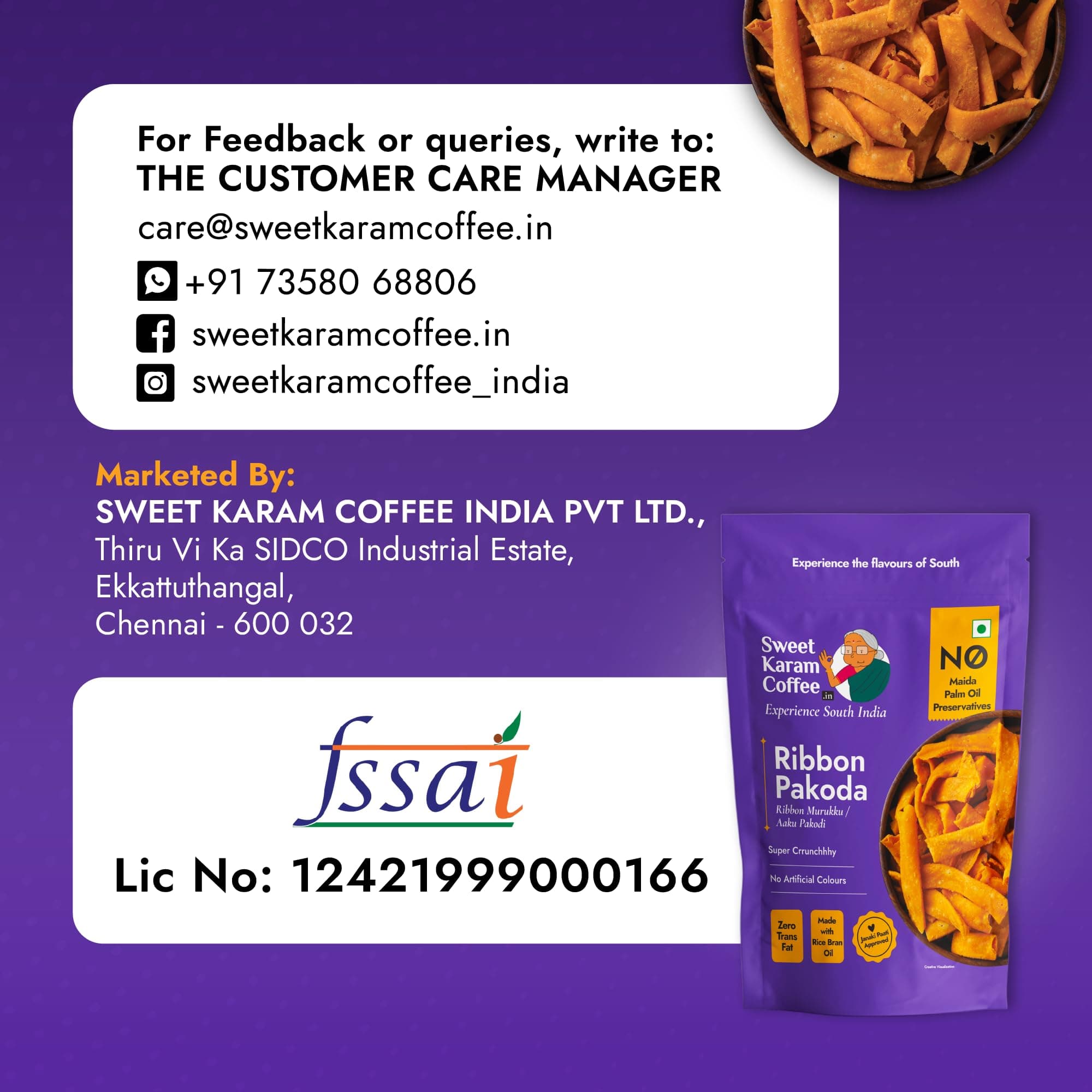 Sweet Karam Coffee’s South Indian Crunchy Combo Pack - Ribbon Pakoda & Special Madras Mixture | No Maida & No Vanaspati, Zero Trans Fat, Heart-healthy Oil | Authentic Taste of Tradition (95g Each) — image 10
