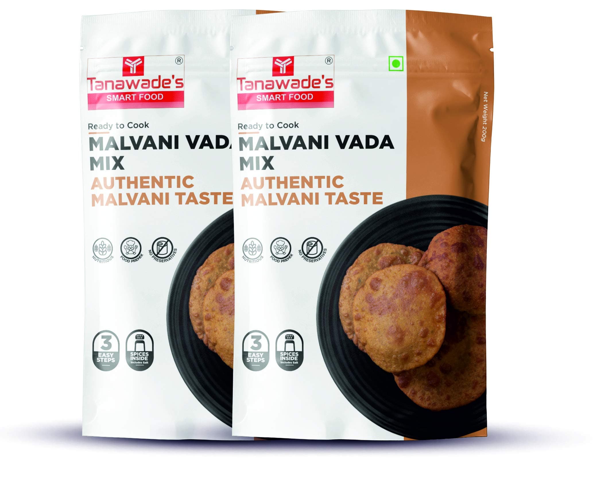 Tanawade’s Smart Food Instant Malvani Vada Mix – Pack of 2 • Ready‑to‑Cook Konkan‑Style Rice Fritters • No Preservatives • 5–7 min Prep • Hand‑Picked Flavours — image 2