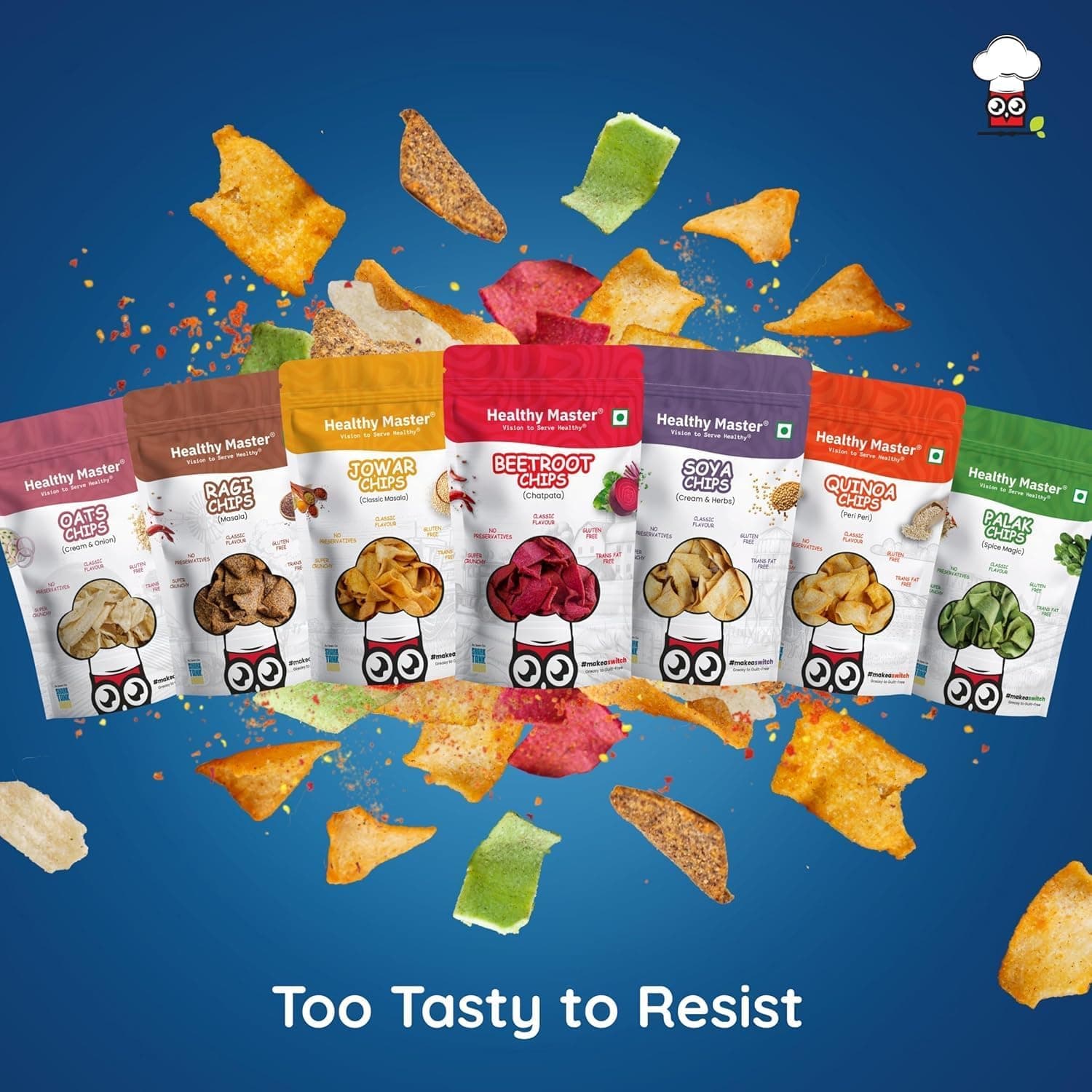 Healthy Master High Protein Healthy Chips Combo 150g (5x30g) | Vegan & Gluten Free Snacks | No Preservatives | Made with Jowar, Ragi, Soya, Quinoa & Oats | No Palm Oil — image 8