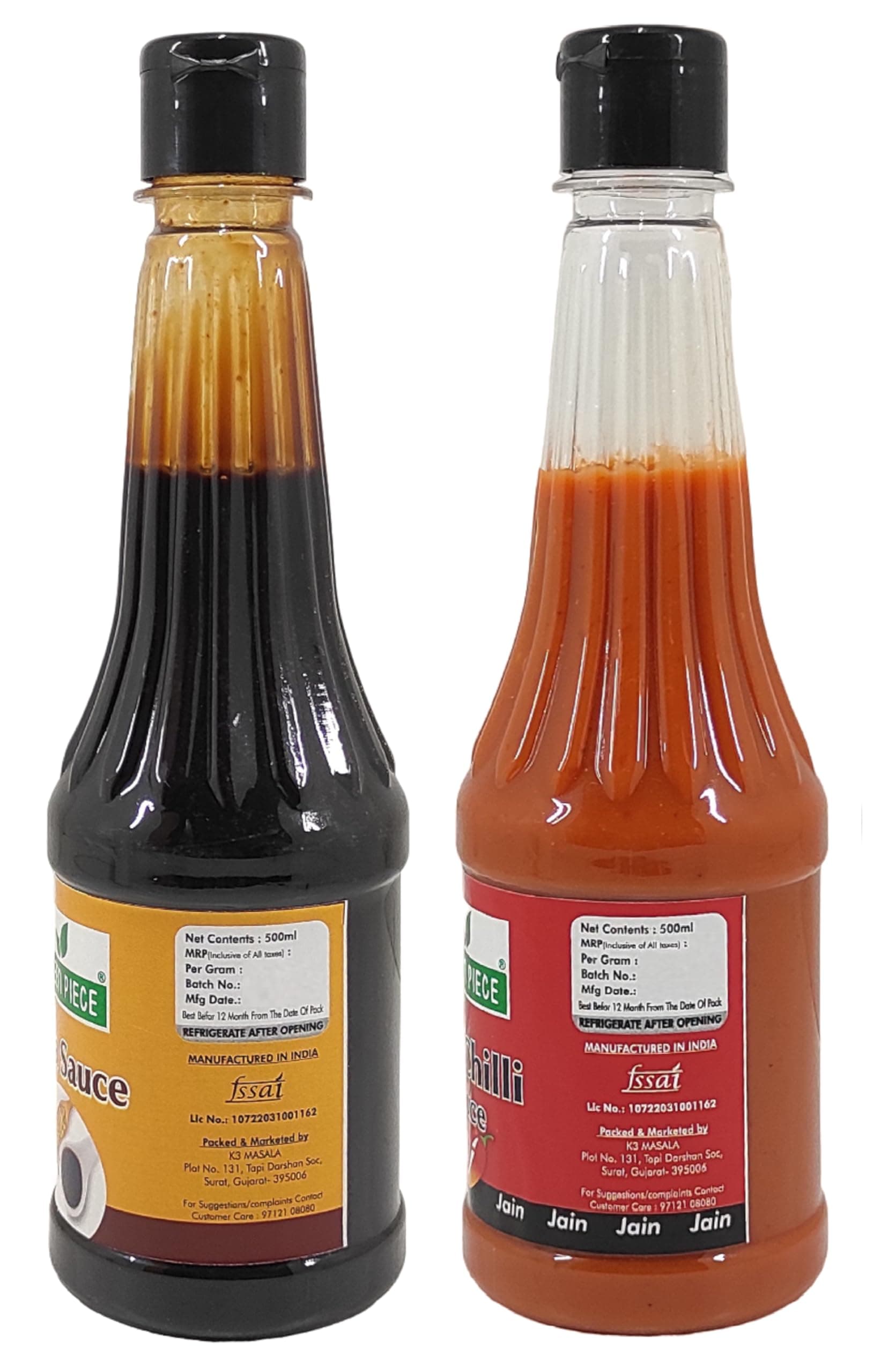 Green Piece Jain Sauce WIth No Onion/Garlic Soya sauce & Red Chilli Sauce(Pack of 2) Sauce (1000 ml) — image 3