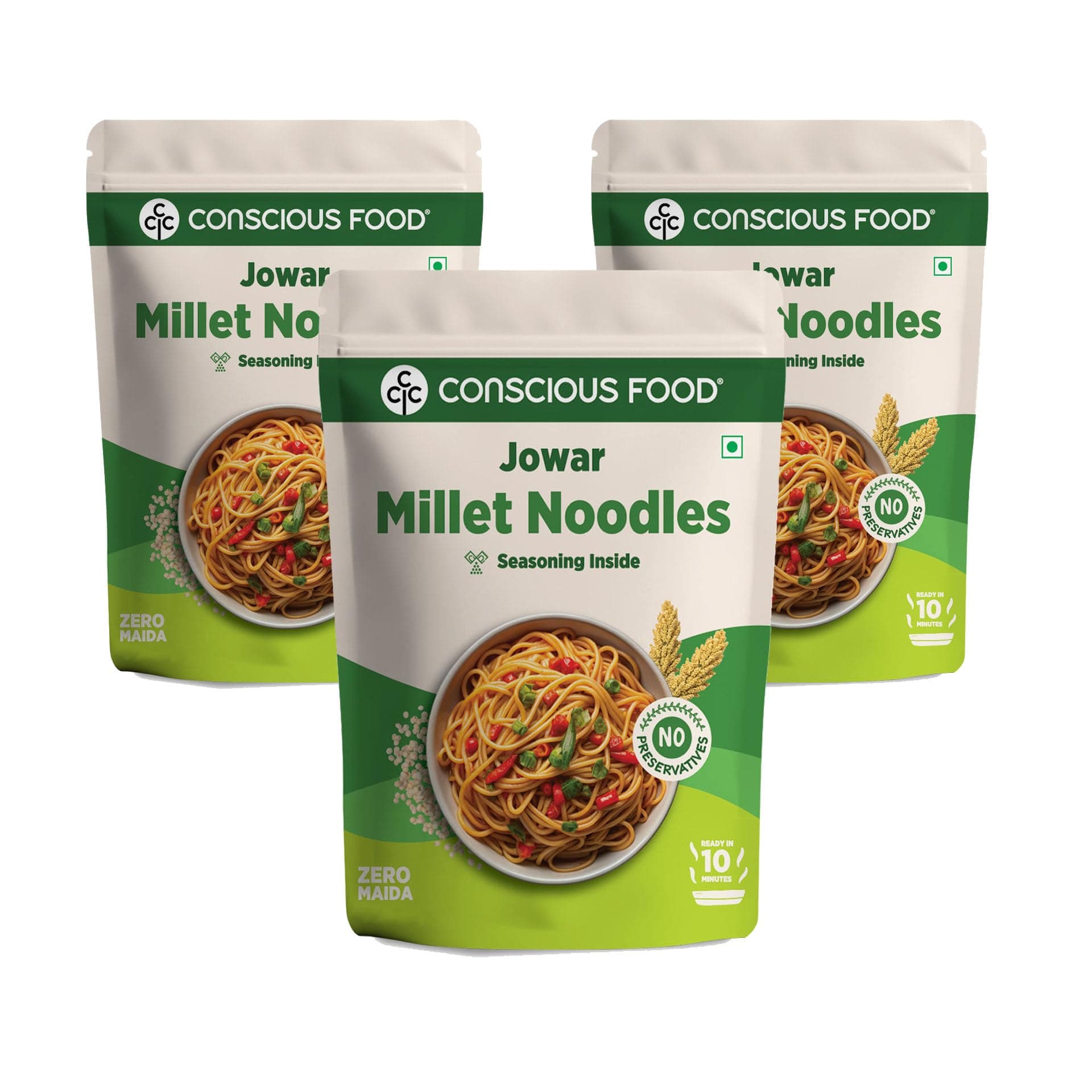 Conscious Food Millet Noodles | 162g | Pack of 3 | No Preservatives | No Maida | No Msg | No Artificial Colors or Flavors, No Trans Fat & Cholesterol — image 2