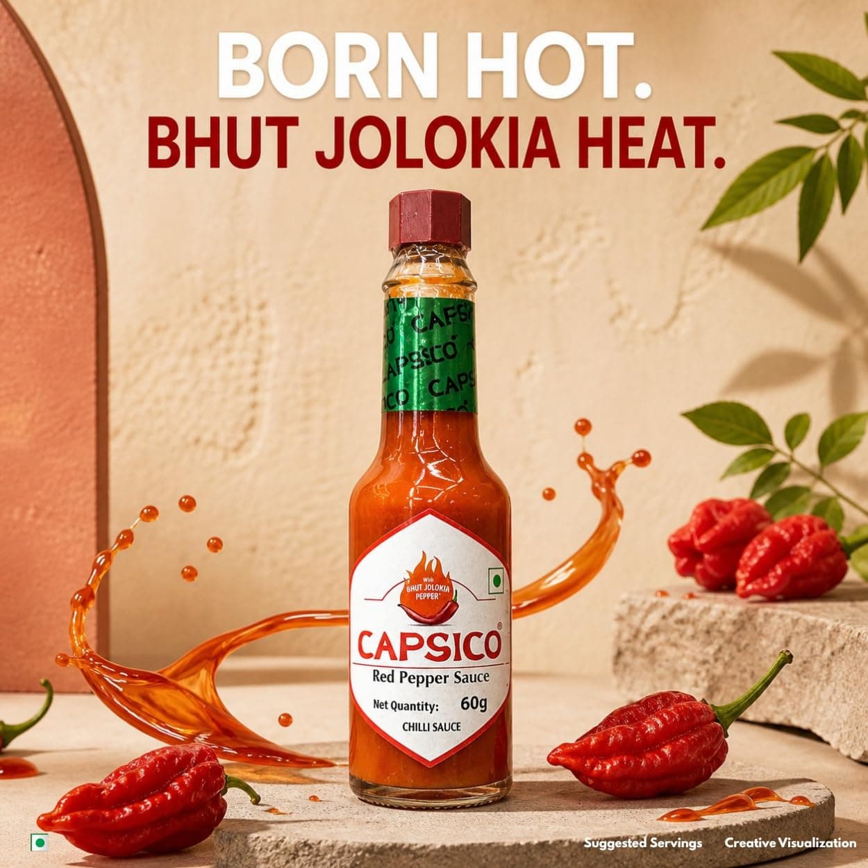 Dabur Capsico Red Pepper Sauce - 60g (Chilli Sauce) | Red Hot Sauce | For Pizza, Pasta, Sandwich & Mocktails | Made With Fresh Bhut Jolokia Pepper : Spiciest Chilli | Pure & Authentic Chilli Sauce | NO Artificial Flavours — image 4