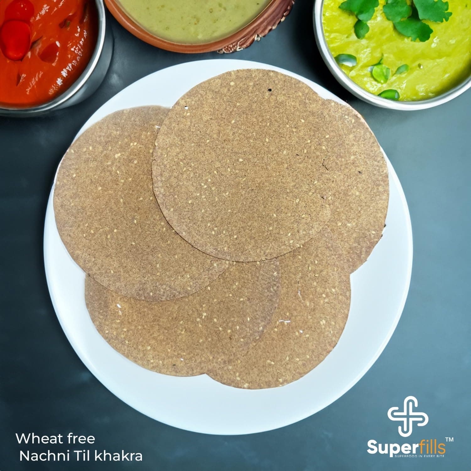 Superfills Wheat-Free (Gluten Free) Nachni Till Khakra - 200gm | Diet Snack for Weight Loss | High in Protein & Fiber | | Roasted | Gujarati Handmade | No Garlic & No Onion (Pack of 1) — image 5