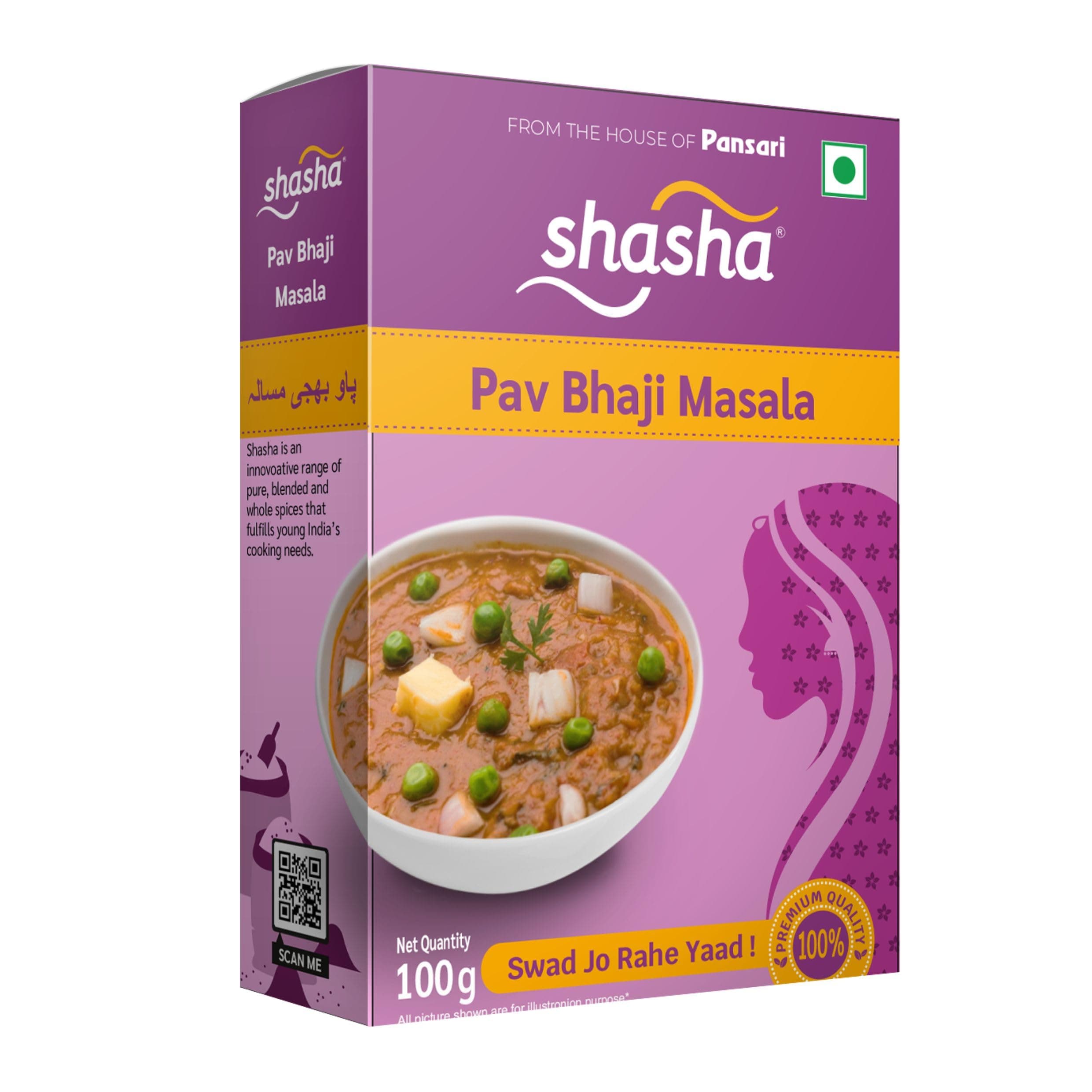 Shasha Pav Bhaji Masala 100g - Spice Mix for Authentic Pav Bhaji - No Onion or Garlic - From the House of Pansari — image 4