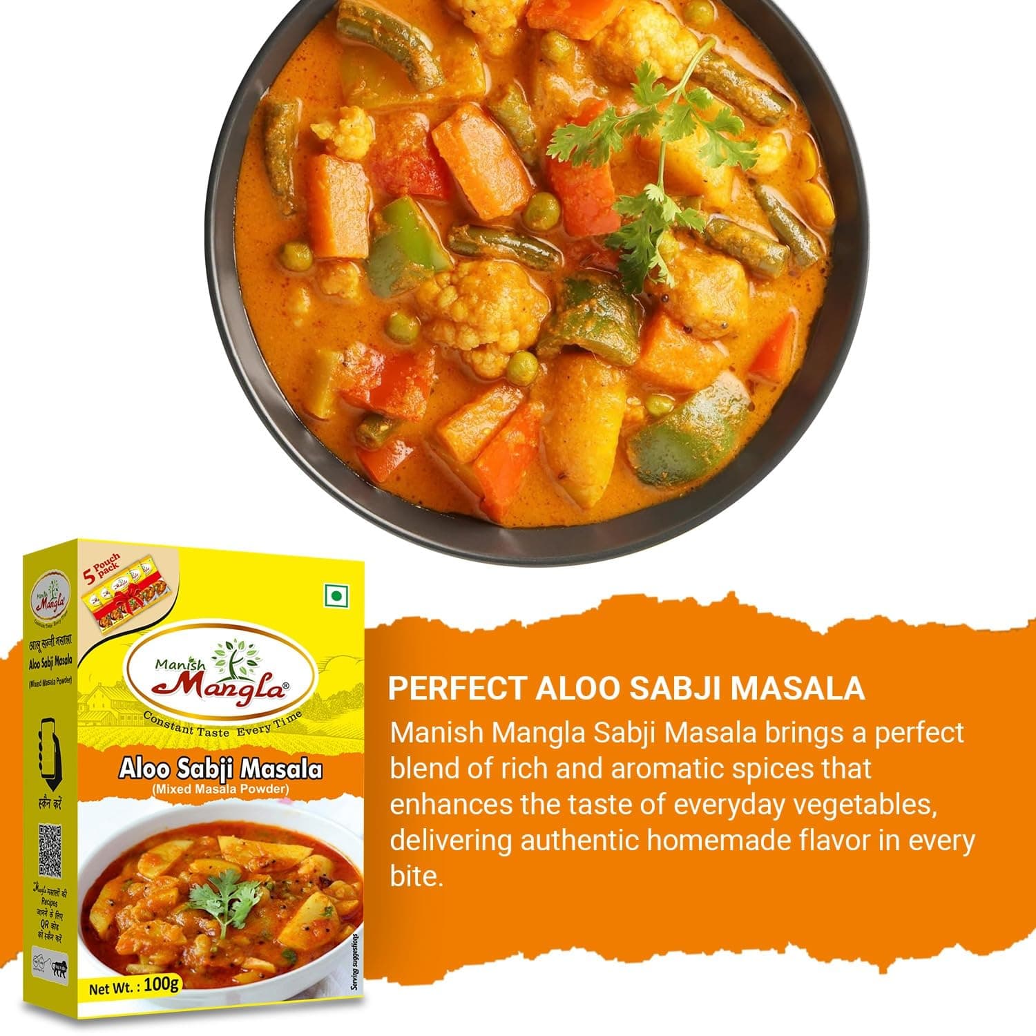 Manish Mangla Aloo Sabji Masala 100g | No Onion No Garlic Spice Mix | Authentic Indian Taste | Perfect for Potato Curries & Veg Dishes | Premium Quality Masala — image 5