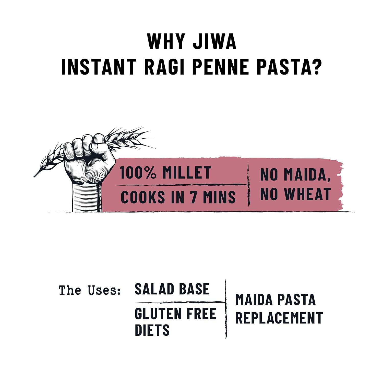 Jiwa Instant Ragi Penne Pasta | 200 G | Cooks in 7 minutes | Ready to Cook | 100% Millet | No Maida, No Atta | Gluten Free — image 5