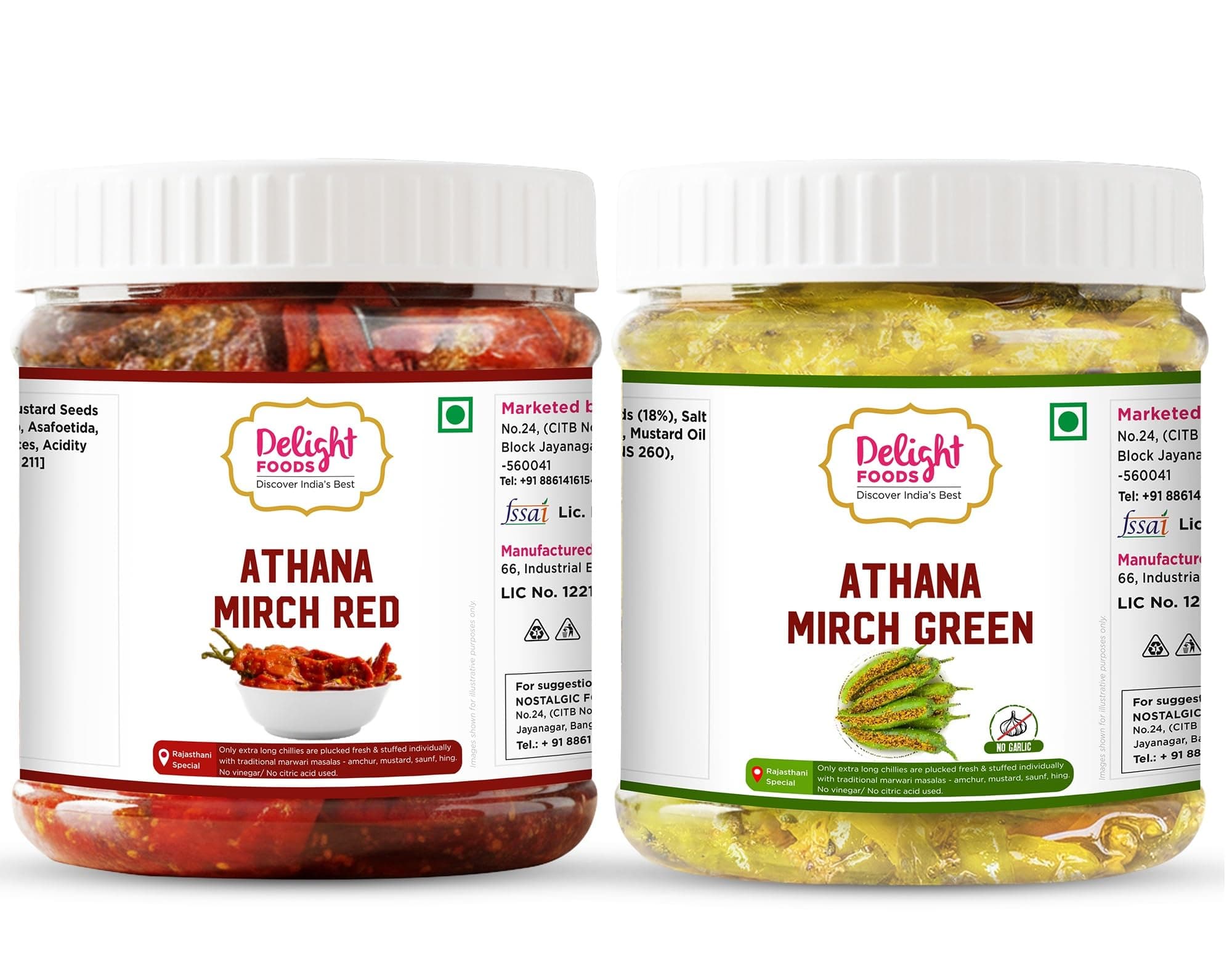 Delight Foods Athana Red & Green Mirch Pickles Achar 500g (250g X 2) | Masala Pickle | Chilli Pickle | Mustard Oil Pickle Achar | Sarso Tel | No Garlic — image 10