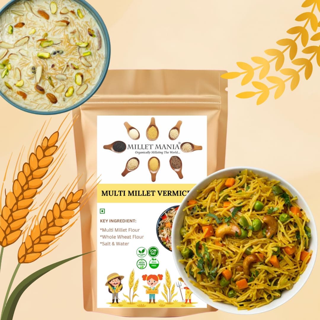 Millet Mania Multi Millet Vermicelli (210g) – 100% Natural, High Protein & Fiber | Quick-Cook Healthy Noodles for Kids & Adults | Ready in 5 Minutes (Pack of 2) — image 8