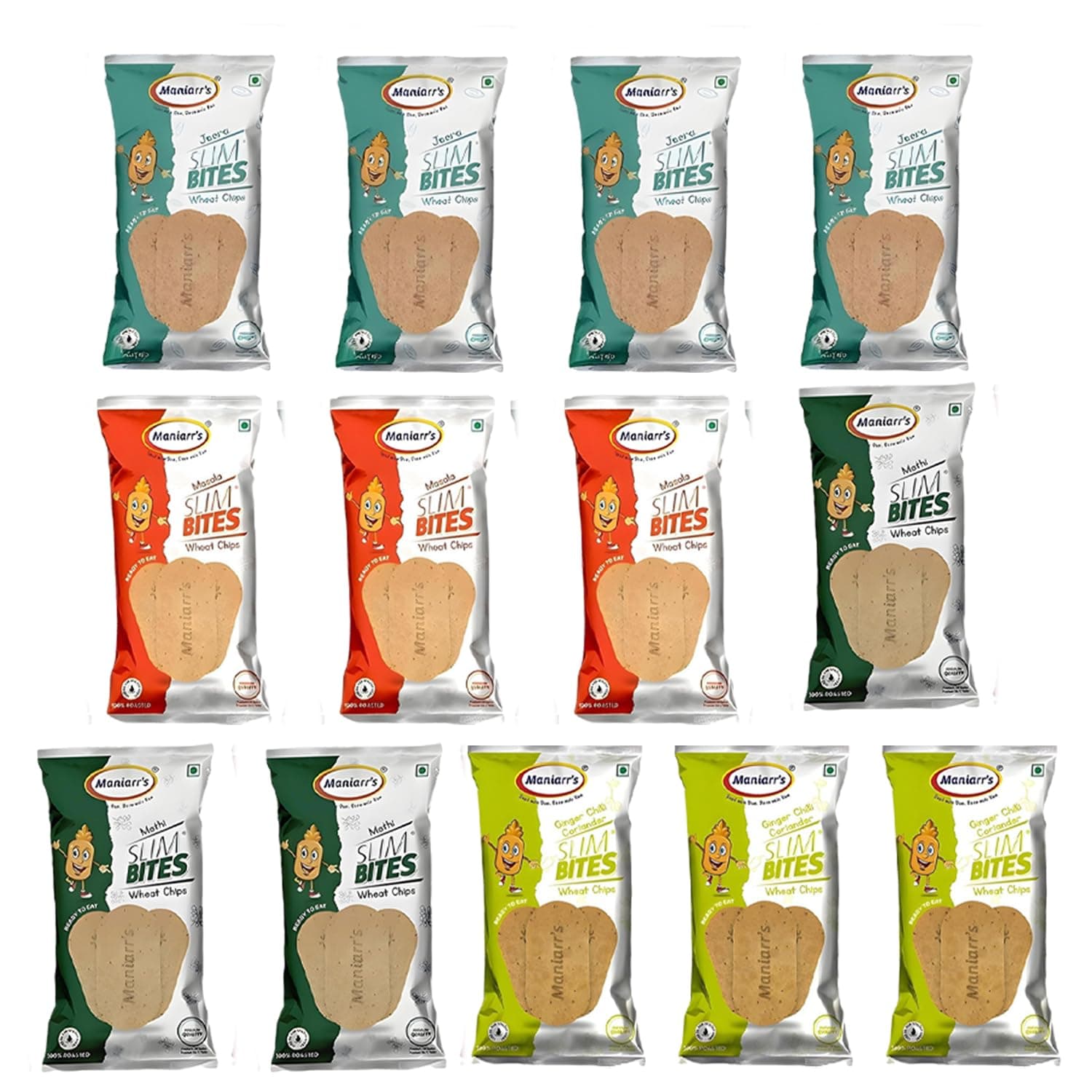 Maniarr's Khakhra | Slim Bite Khakhra | No Garlic, No Onion | 4 Flavors (Pack of 13), 780 Grams Wheat Khakhara, Healthy & Crispy, Low Carb Snack — image 2
