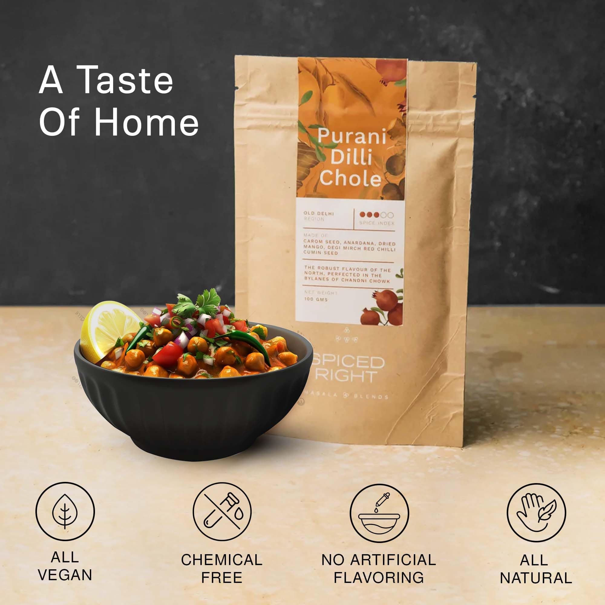 Spiced Right Purani Dilli Chole Masala | Chana Masala Powder 100g | Authentic Punjabi Amritsari Pindi Style Masala for Chickpeas, Choley Bhature | No Onion Garlic | Traditional Indian Spice Blend — image 4