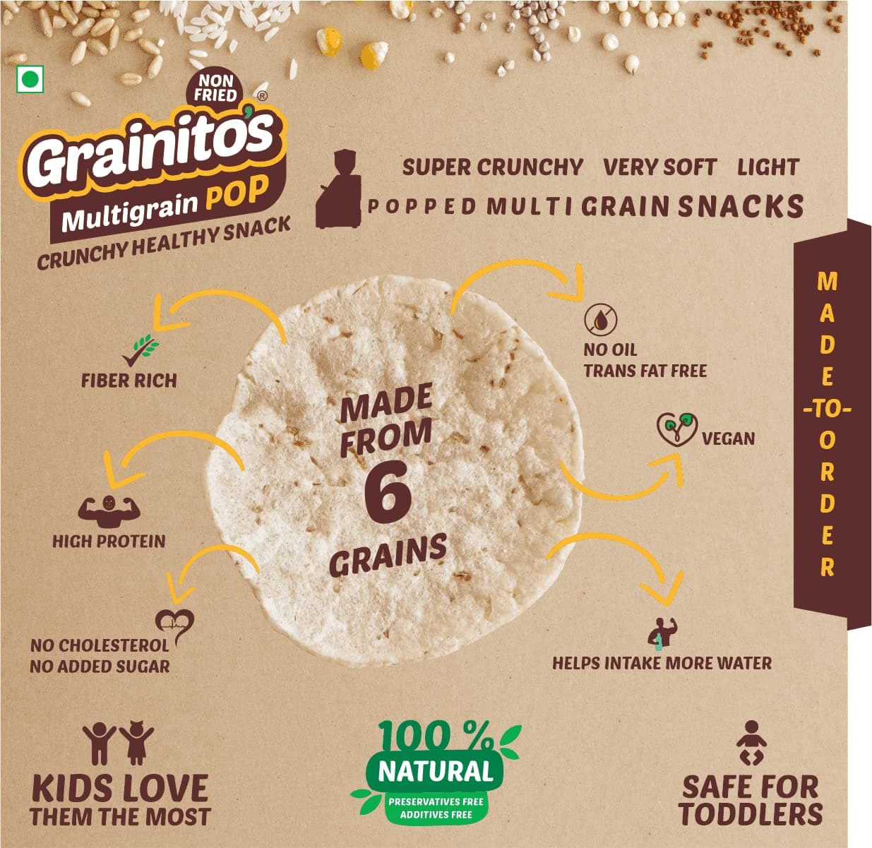Grainitos Healthy Multigrain Papad, Not Baked Not Fried - its POPPED (Jain Combo) Salted 1, Chilli Methi 1, Jeera Ajwain 1, Chilli Flakes 1 — image 3