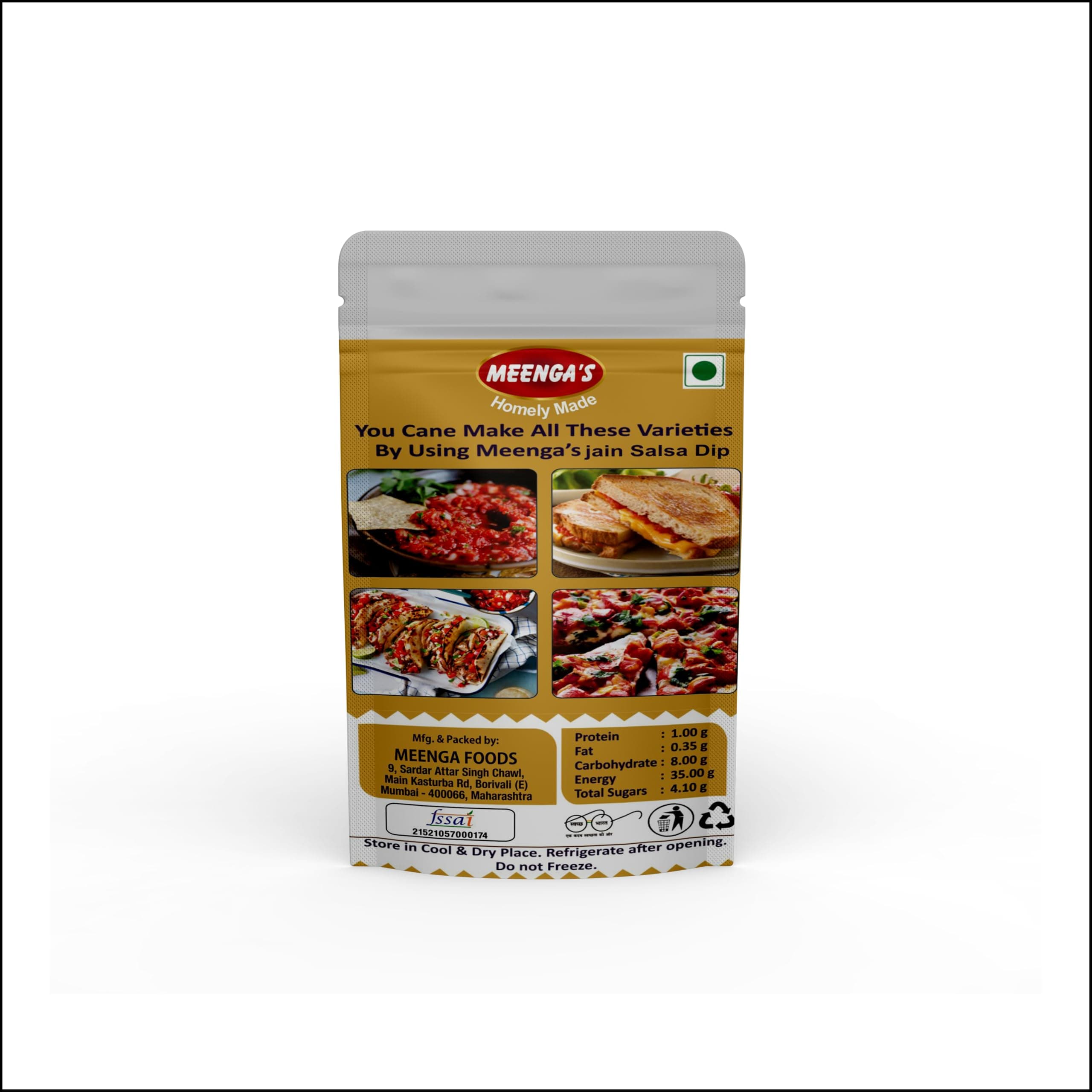 MEENGA’s Homely Made Jain Mexican Salsa Dip 225g | Perfect Dip for Nachos, Chips and Snacks | No Onion No Garlic | 100% Jain-Friendly | Natural Ingredients | Fresh & Tangy Ready-to-Eat Salsa — image 3