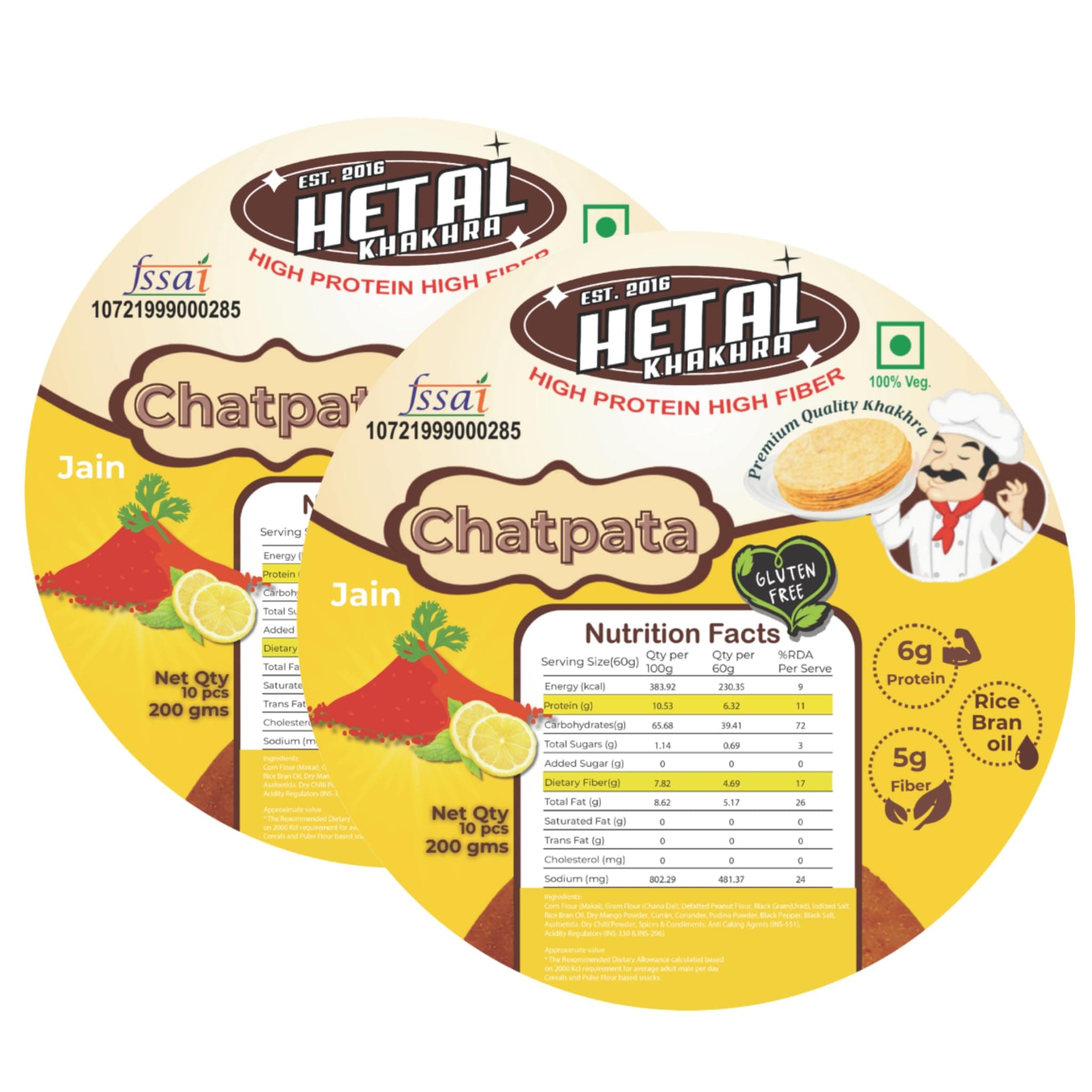 Chatpata Khakhra JAIN | Gluten Free | Crispy| Ready To Eat | High Protein High Fiber| No Palm Oil | 200g Vacuum Pack Of 2 — image 2