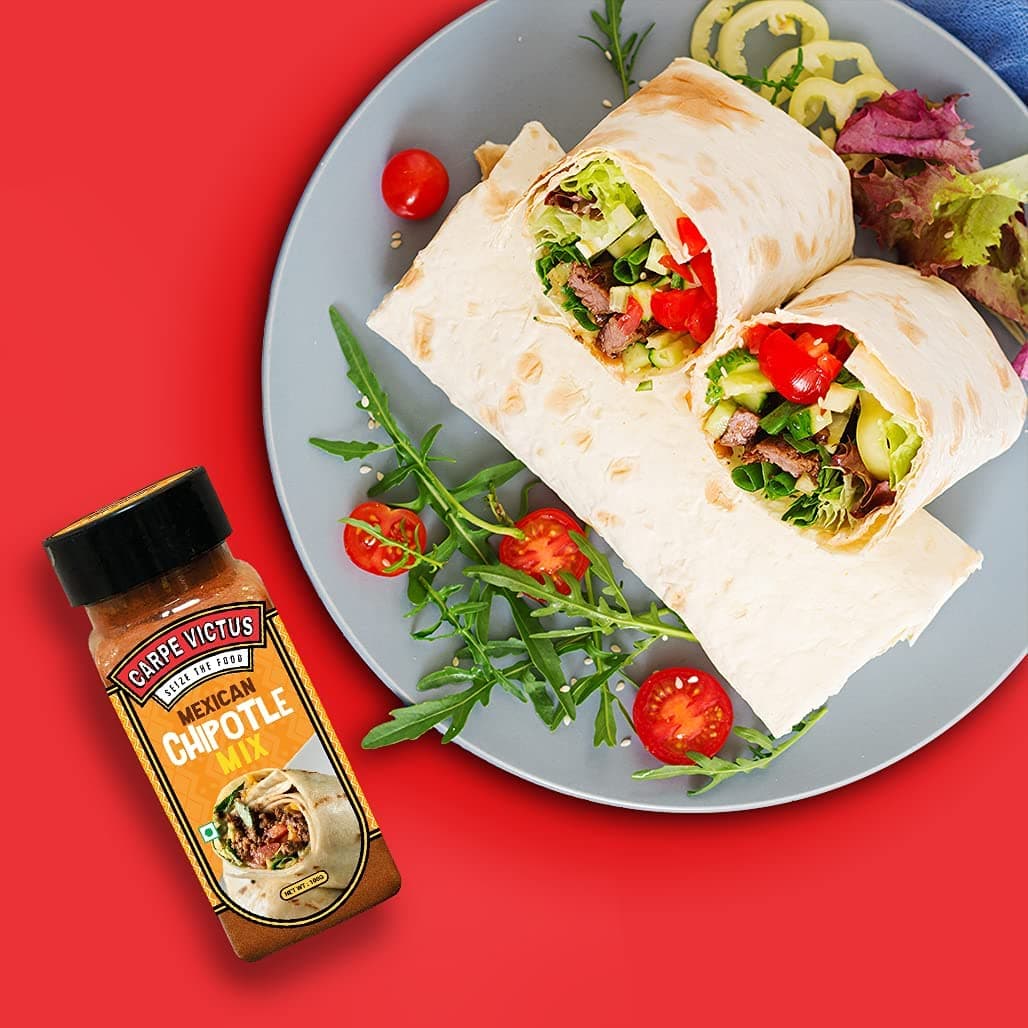 Carpe Victus No Onion No Garlic Jain Mexican Chipotle Powder Mix for Popcorn, Wraps, Tacos, Multipurpose Seasoning Powder for Unique Flavor & Taste, Created with Actual Chipotle Chillies, 100 gms — image 3