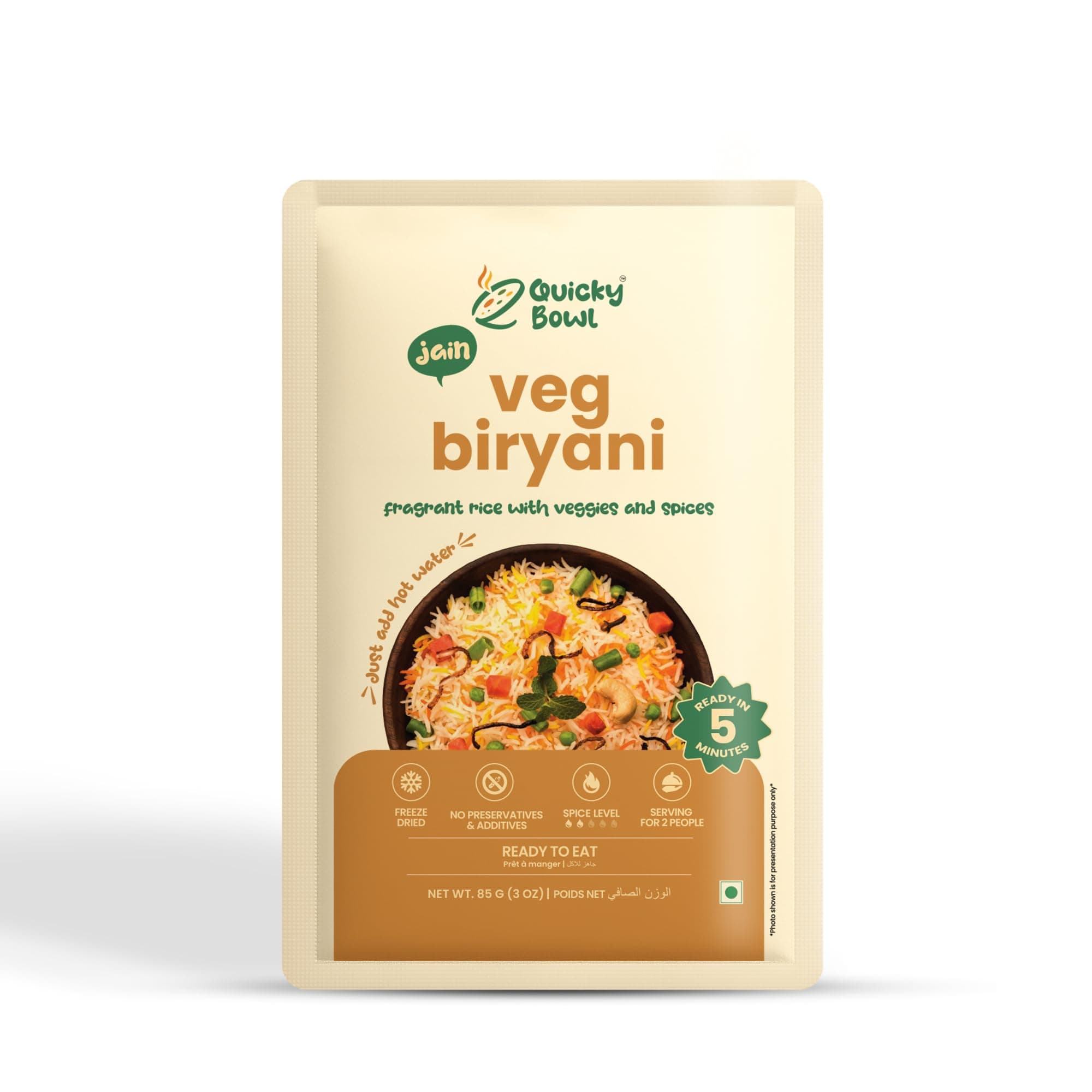 Quicky Bowl Jain Veg Biryani|Ready To Eat|No Onion No Garlic|Instant Food(Pack Of 3) — image 5