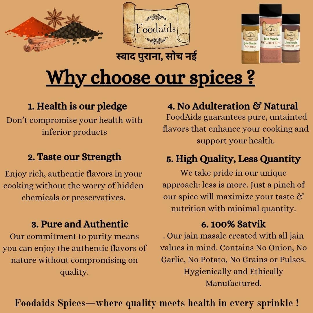 Foodaids Kala Chat Jain Masala 100 gm | Sprinkle on fruit & salads. Delhi da taste. No onion No garlic. — image 3