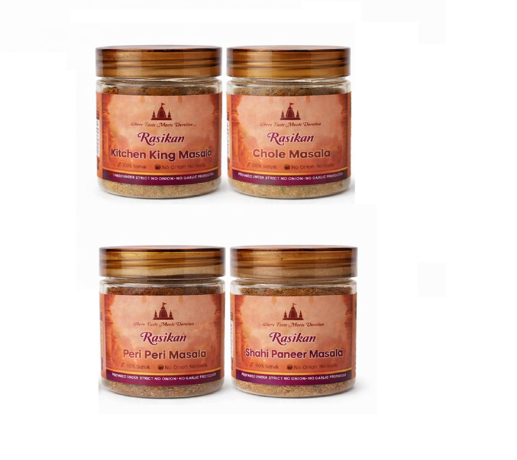Rasikan Jain Satvik Masala Combo – Kitchen King, Chole, Garam Masala,Paneer Tikka(320g) | No Onion No Garlic | Freshly Ground Small Batch Spices | No Added Colour or Preservatives | Perfect for Bhog, Satvik & Everyday Cooking — image 2