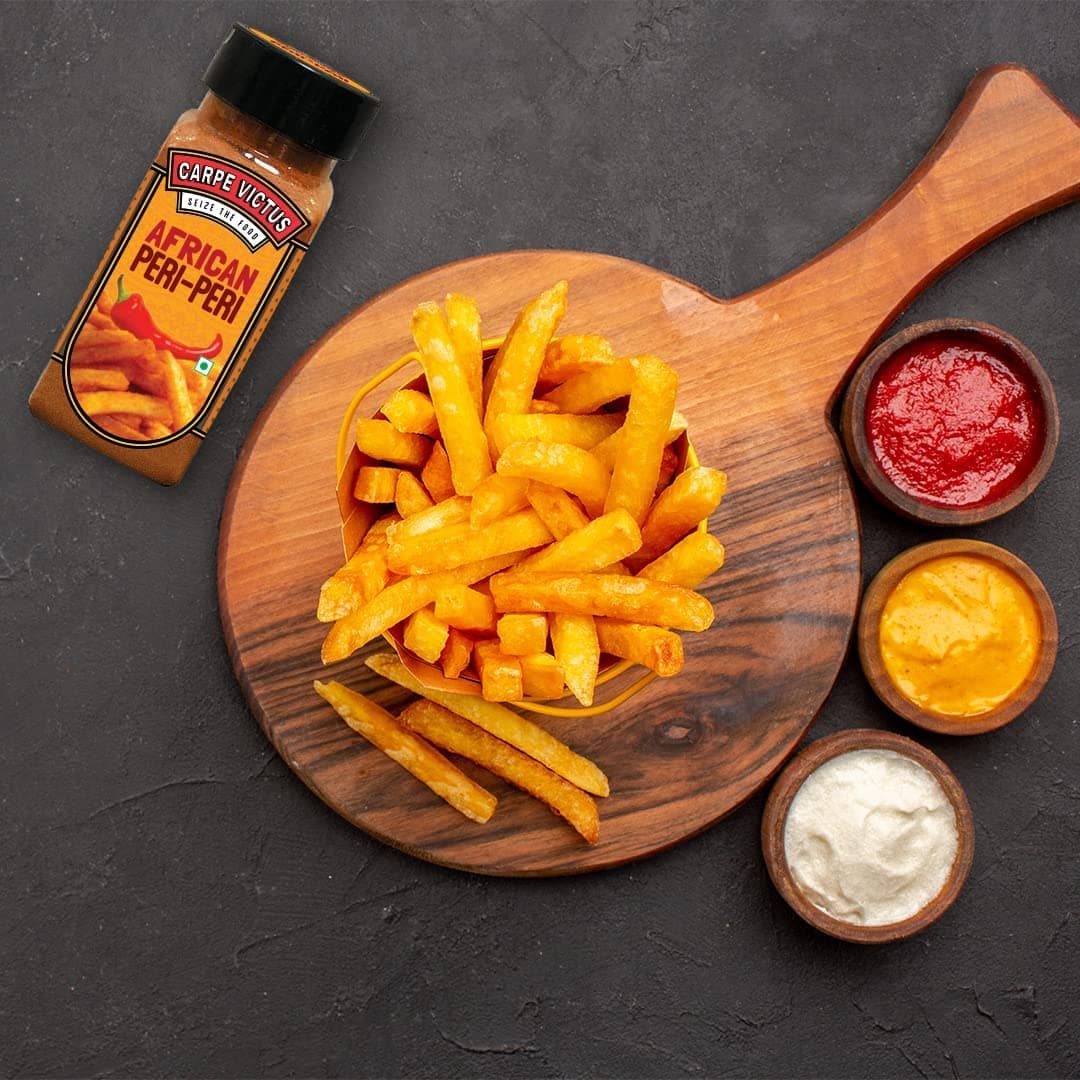 Carpe Victus No Onion No Garlic Jain Peri Peri Masala Powder, Instant Spice Mix for French Fries, Pizza, Pasta, Popcorn, Chips, Authentic African Piri Piri Seasoning or Fine Taste & Quality, 100gms — image 2