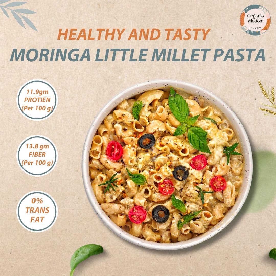 Organic Wisdom-Back to Roots Moringa Little Millet Macaroni, 180 g | Millet Pasta | No Maida, No MSG, No Refined Oil |Rich in Vitamin B & Antioxidants | No Maida, No MSG — image 3