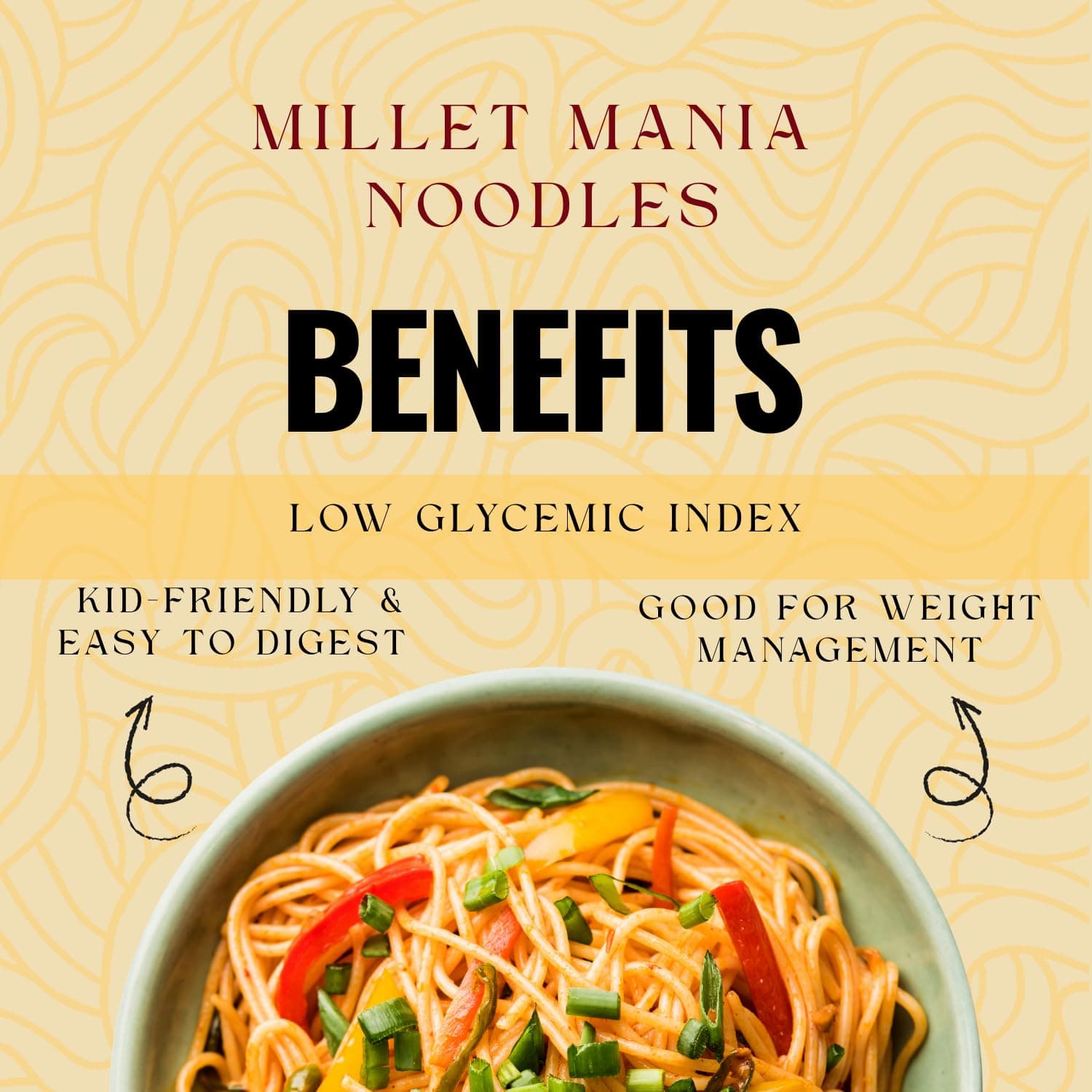 Millet Mania Little Millet Noodles | Healthy & Nutritious Noodles | No Maida, Non-Fried | 100% Vegan | Easy to Digest | Indian Origin (pack of 1) — image 3