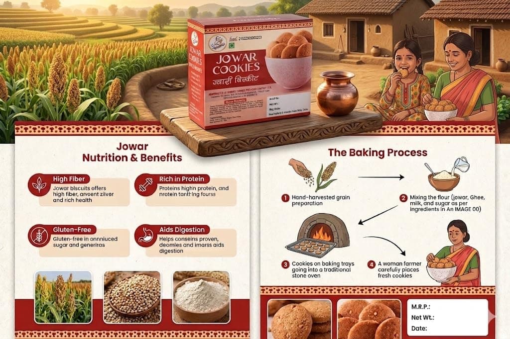 AGROMILETS Jwari Cookies 200g Pack of 3 | Jowar Biscuits | Baked Millet Snack | Grain Based Tea Time Food | Crisp Texture Cookies | Suitable for Regular Use | 3 x 200g Pack — image 7