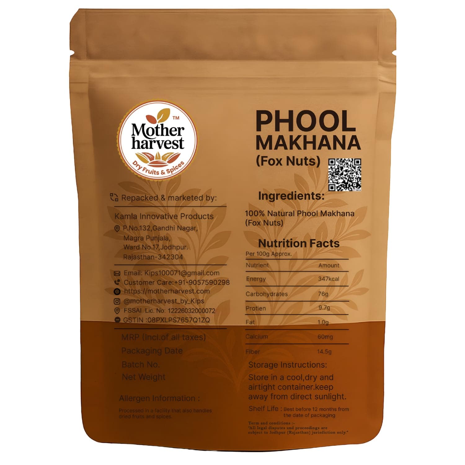 Mother harvest Prasadam Makhana | Crunchy Phool Makhana | Handpicked 4+ Sutta | Fox Nuts/Lotus Seeds | Gorgon Nut | Healthy Diet Immunity Booster Snacks | Rich in Calcium & Maintains Weight | 200gm — image 2