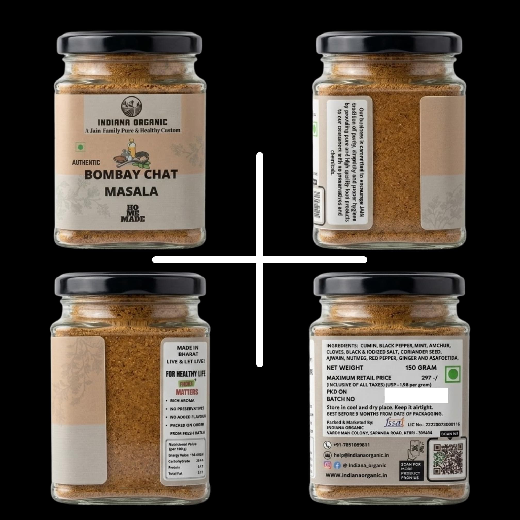 Indiana Organic Bombay Chat Masala (150g) | Pure Jain & No Onion-Garlic Spice Blend | Low Salt & High Spice Potency | Freshly Packed Authentic Indian Chaat Masala for Salads, Fruits, and Snacks — image 7