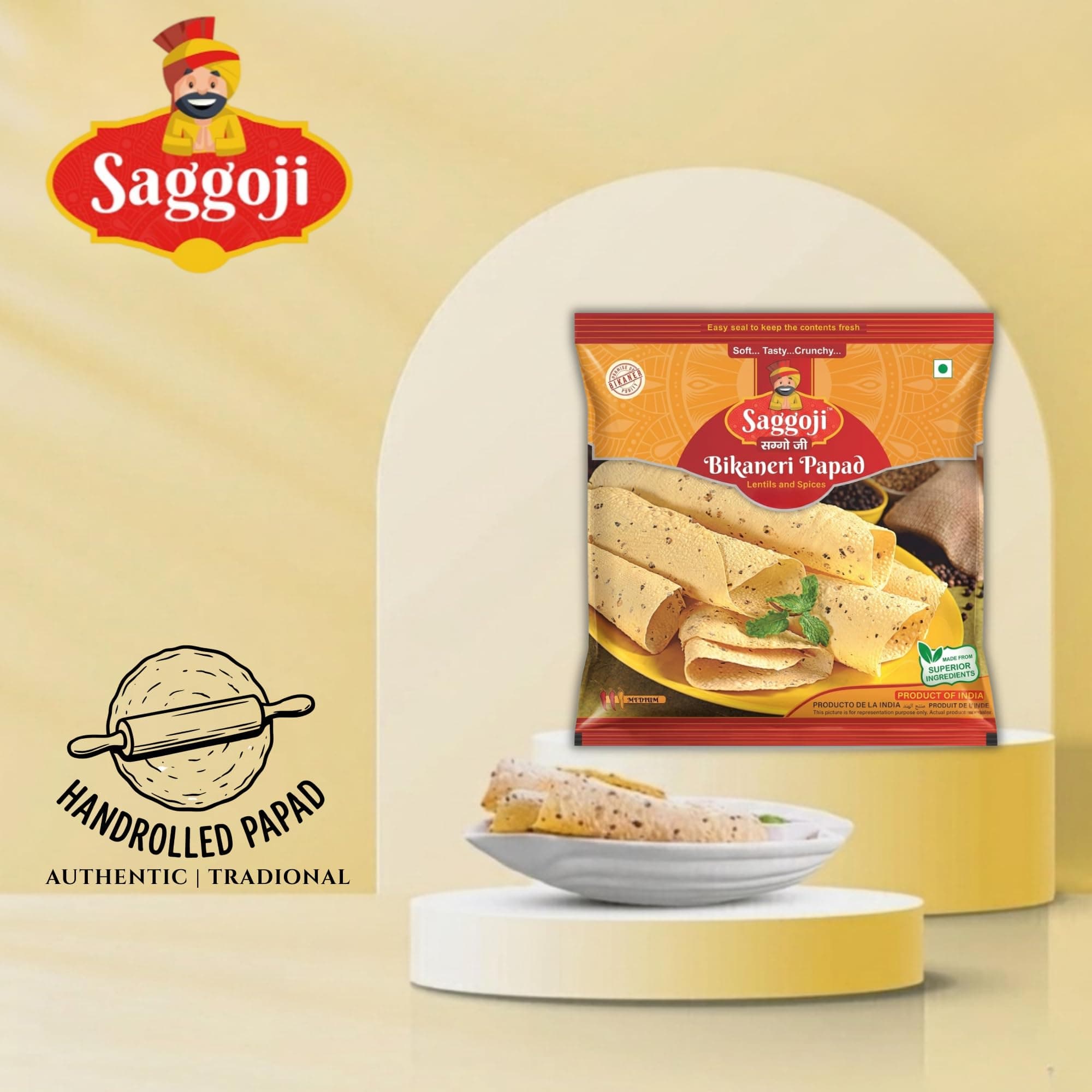 Saggo ji Moong dal Jain Papad 9"inch Handmade (400 g) | Handmade — image 3