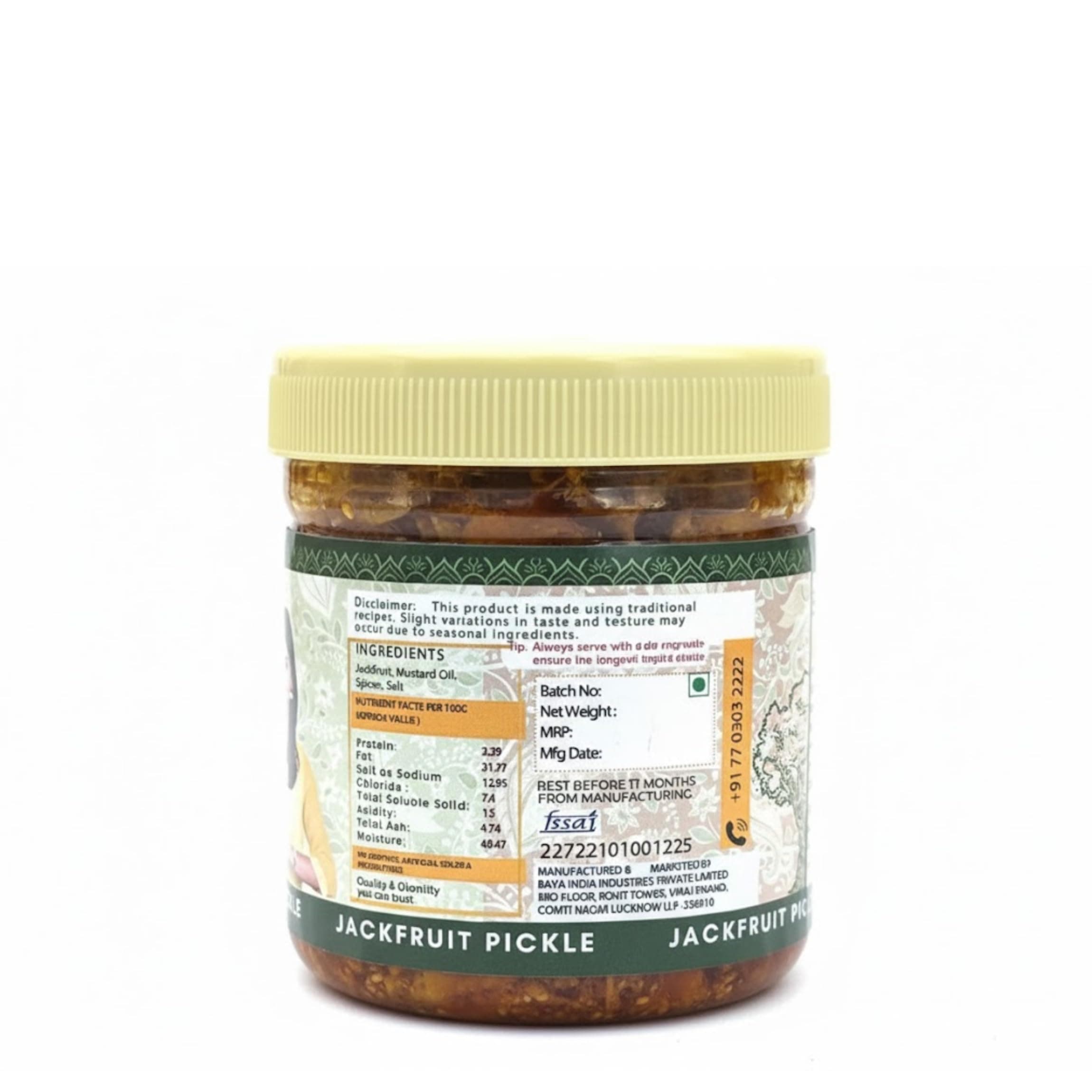 Baya India Homemade Kathal ka Achar | Jackfruit Pickle| Traditional Spicy & Tangy | No Preservatives, No Vinegar | Made in Pure Mustard Oil | Sun-Dried | No Onion & No Garlic | 250g Plastic Jar — image 2