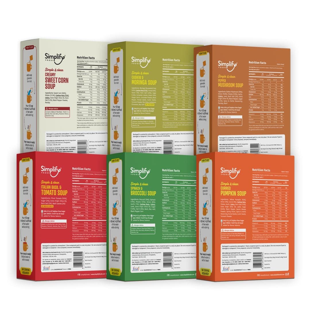 Simplify Foods Instant Soup | Soup-er 6 Pack | 6 Soups-12 Single-Serve Sachets (Each Makes ~125 ml) | Made with Real Ingredients | Just Add Hot Water | Office-Friendly | On-The-Go| Clean Label | 0% Additives or Preservatives — image 6
