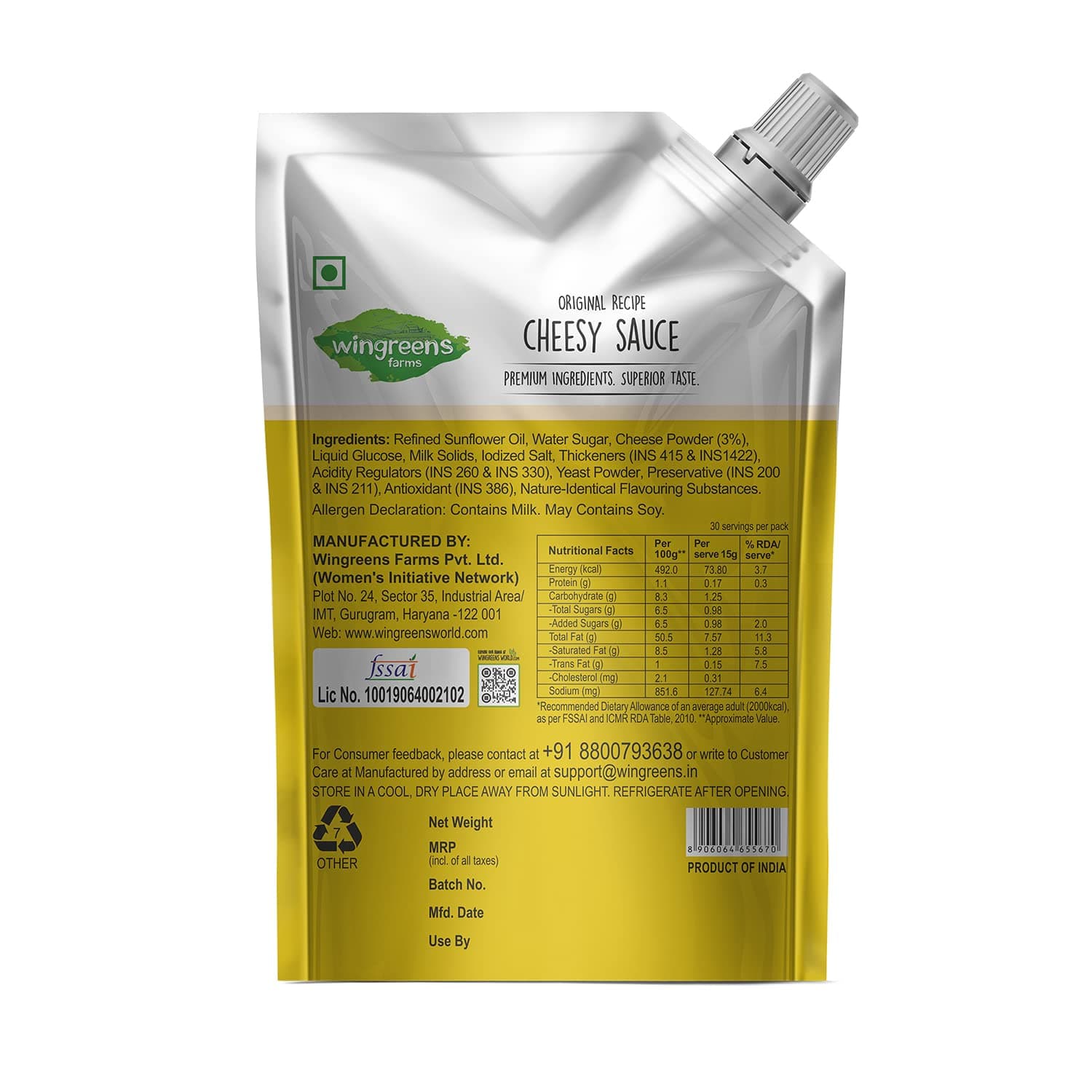 Wingreens Farms -Cheesy Sauce, 450g, Pack of 1 — image 3