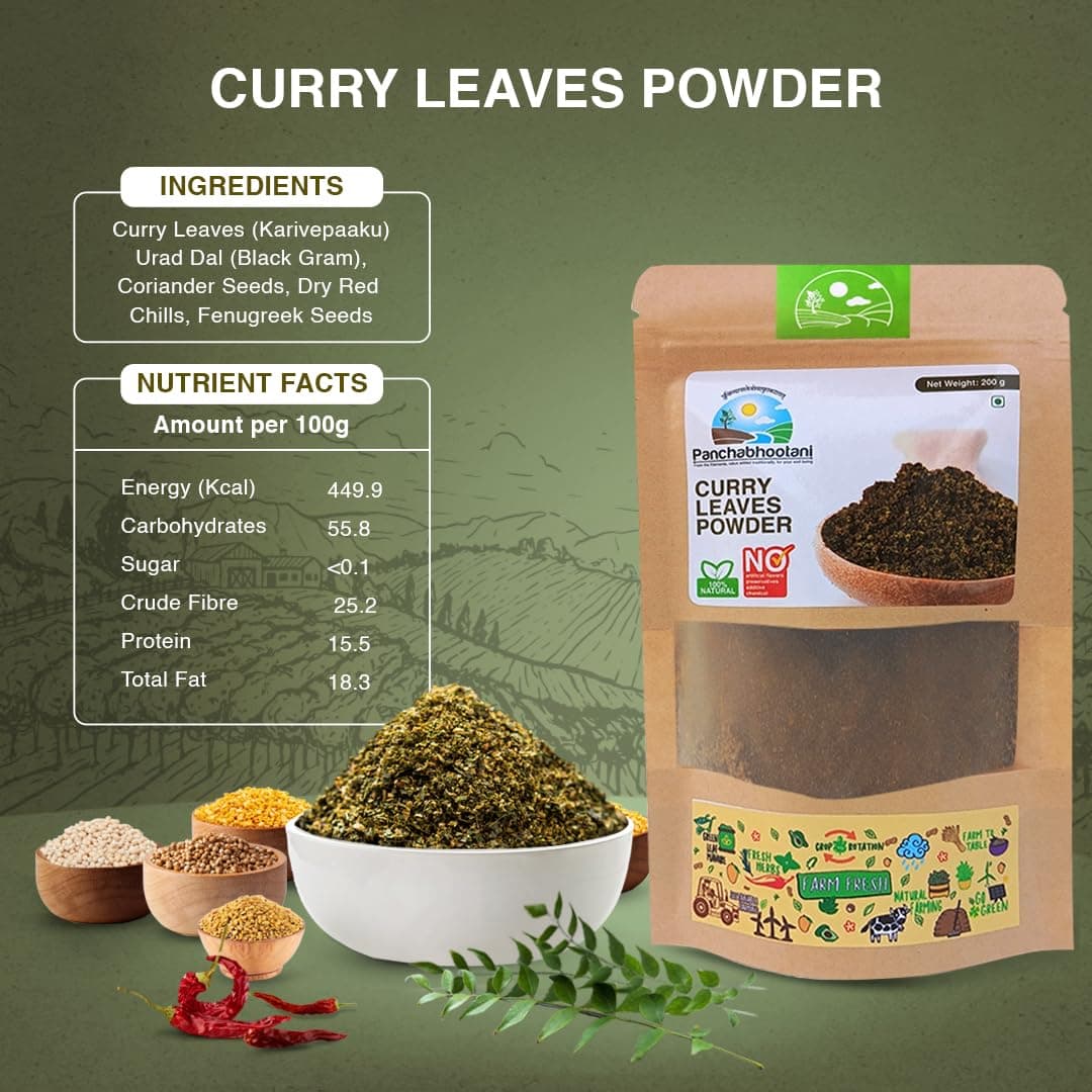 Panchabhootani Curry Leaves Chutney Powder 500g : Instant, Dip or Sprinkle, Authentic Recipe, Nutrient-rich, Rice Seasoning, Natural Flavour, No Added Colour, Traditional & Flavourful Side Dish — image 3
