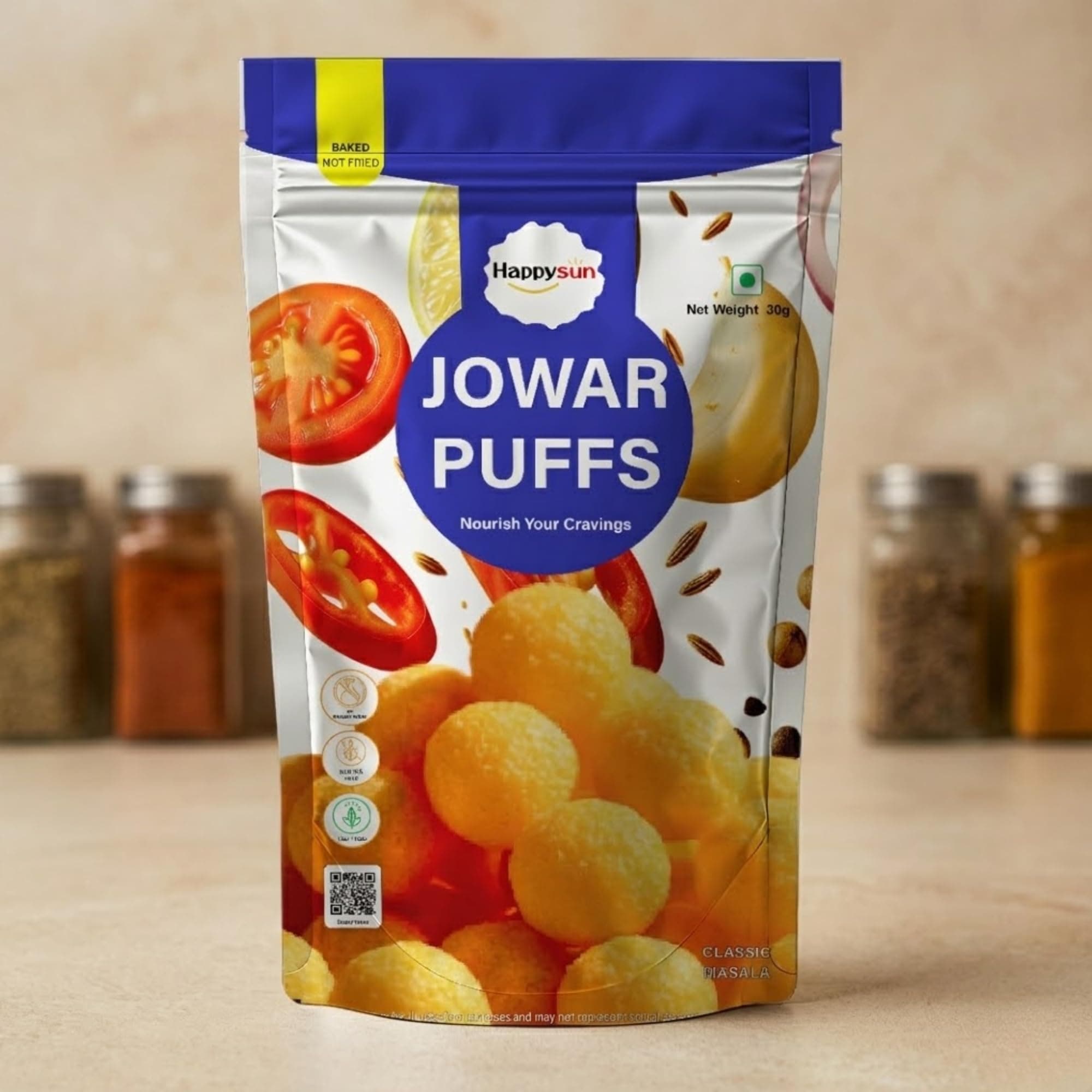 HAPPYSUN Jowar Puffs | Classic Masala | Crunchy Millet Snack | Baked | No Palm Oil | 30g — image 3