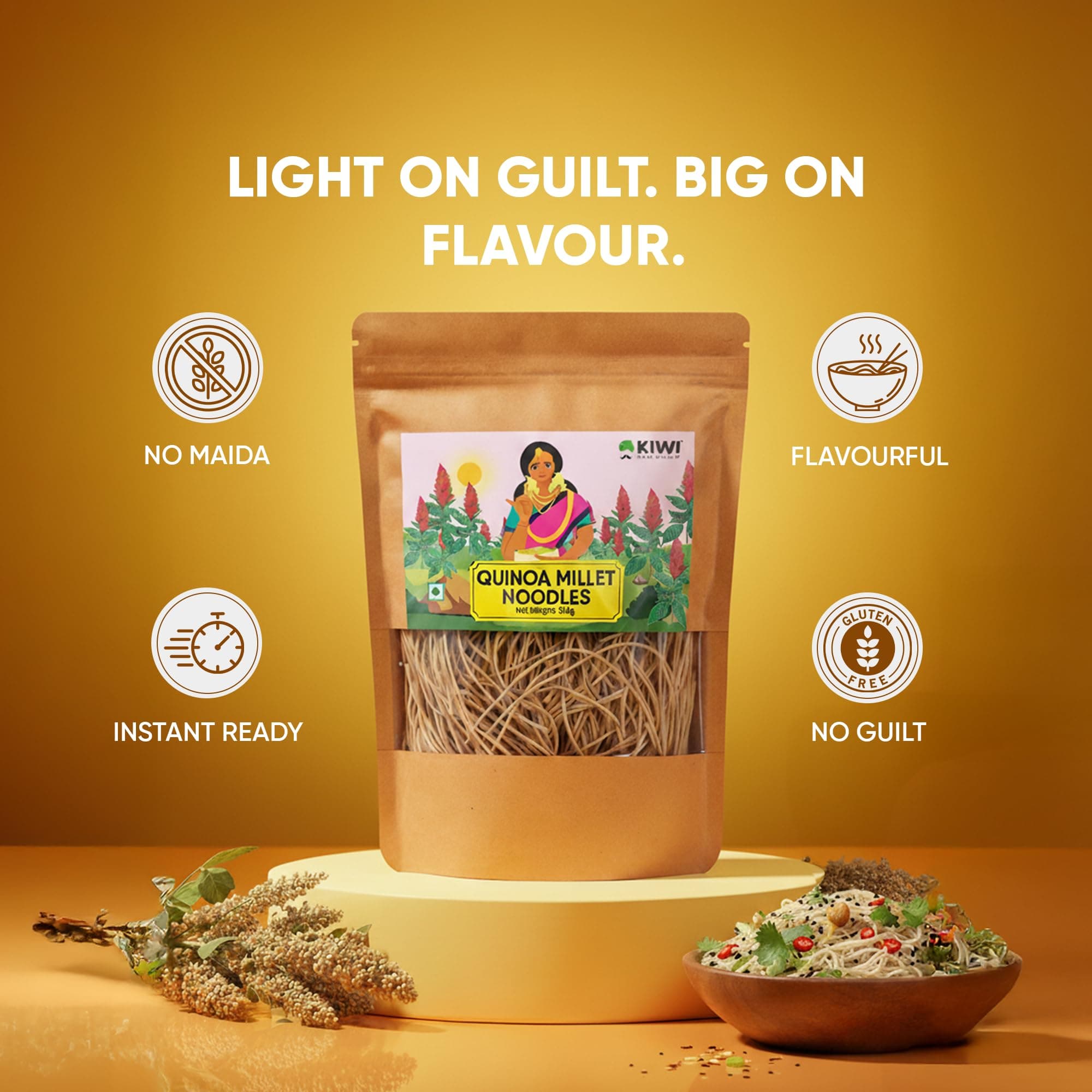 Kiwi Kisan Window Quinoa Millet Noodle, 180g | No Maida, No MSG | Instant Cooking | High Protein & Fibre | Wholesome & Tasty — image 4