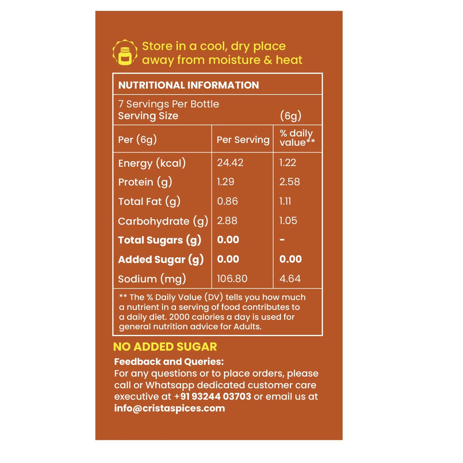 CRISTA 45 gms, Savoury Indian Curry Powder | Multipurpose Flavourful Blend | All Spices Powder | No Added Sugar | No Onion | No Garlic | Vegan | Zero added Colours, Additives & Preservatives — image 2