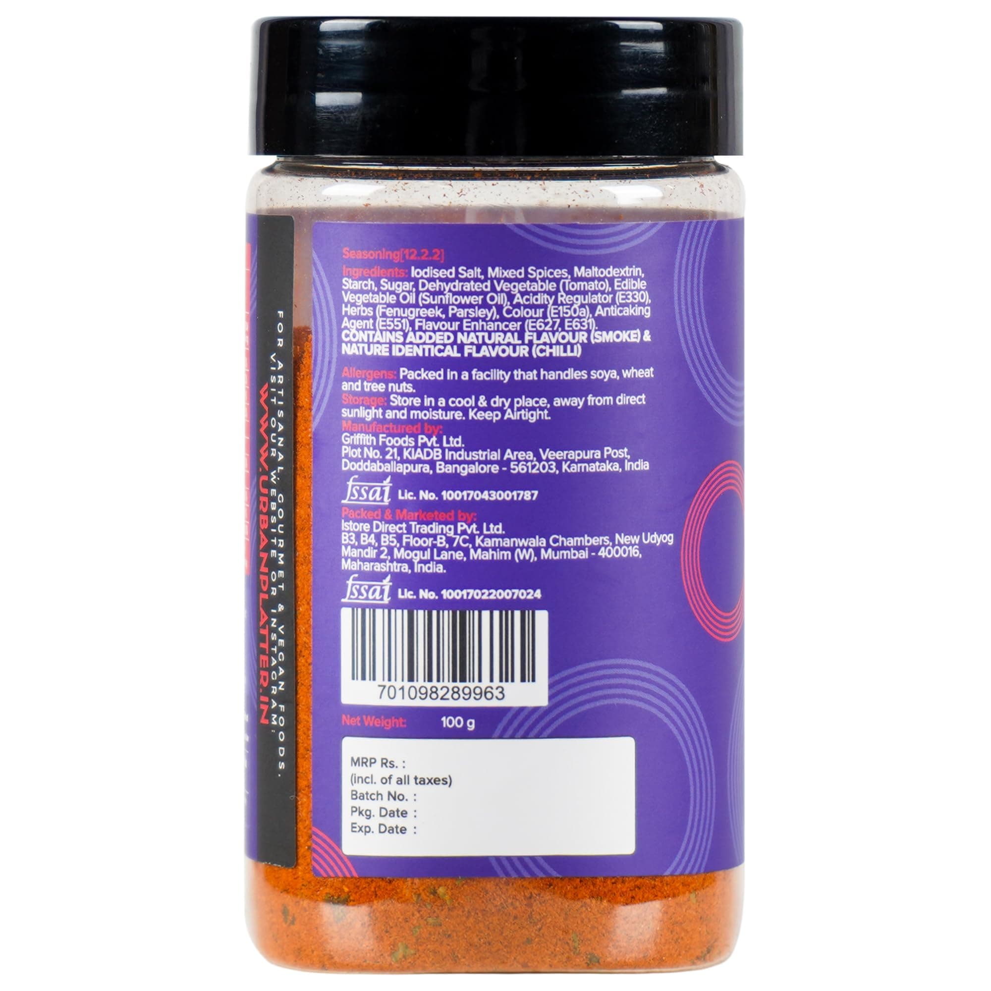 Urban Platter Jain Tandoori Tikka Seasoning, 100g (Smoky BBQ-style Spice Blend | Onion & Garlic- free | Great for Fries, Popcorn, Makhanas & Marinades) — image 3