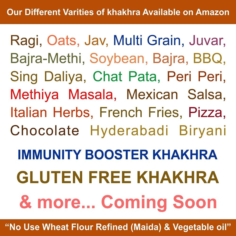 WONDER TASTE Gluten Free Plain Khakhra Pack of 2 (200g Each) | No Maida | No Vegetable Oil | Super Healthy Diet Low Calorie Snacks | Delicious Roasted Gujarati Bites | Free Masala Packet Inside — image 3