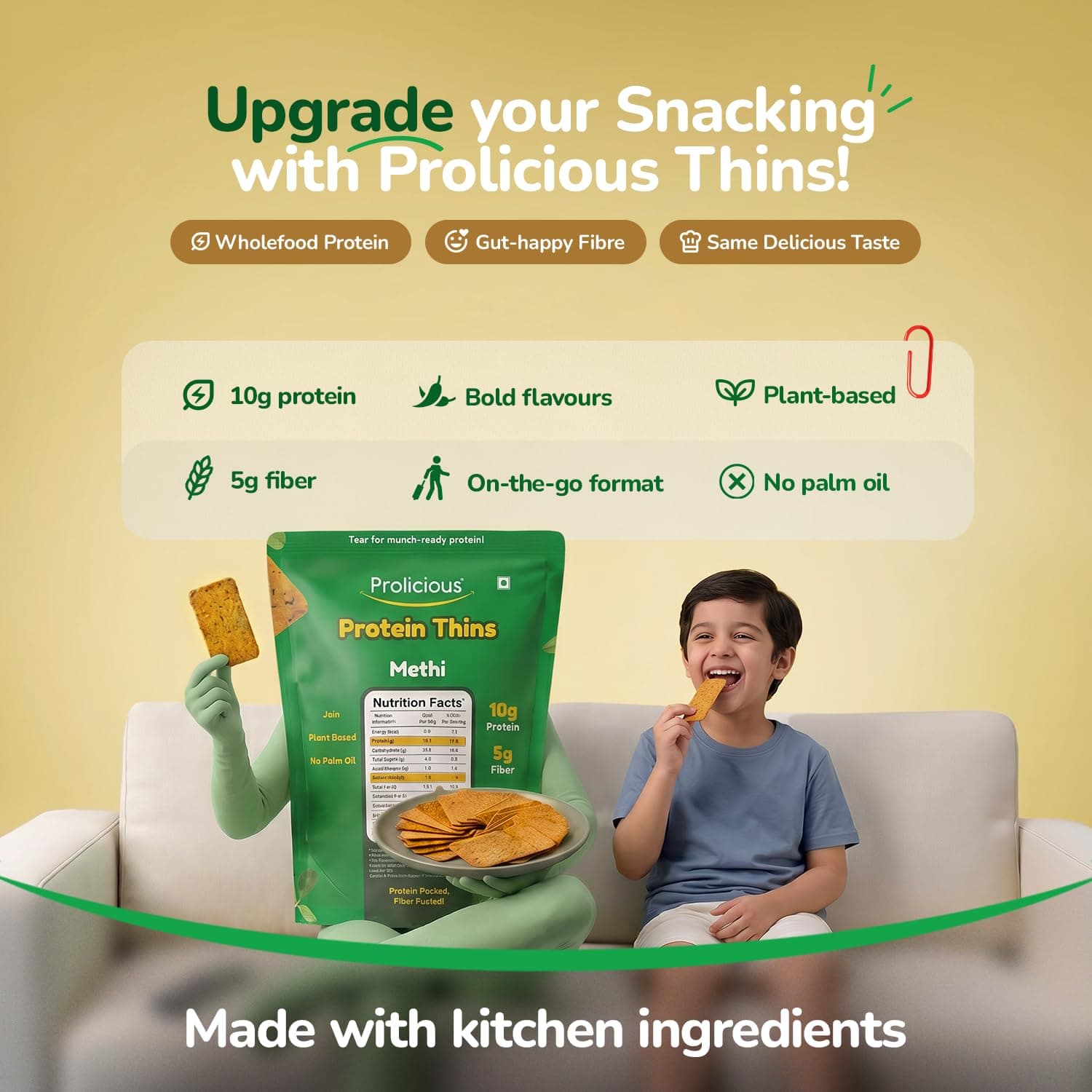 Prolicious Assorted Protein Thins Pack of 7 | Multiflavour Healthy Snack Combo | High Protein & Fibre-Rich Khakhra Thins | No Maida, Anytime Crunchy Snack (50g Each) — image 4