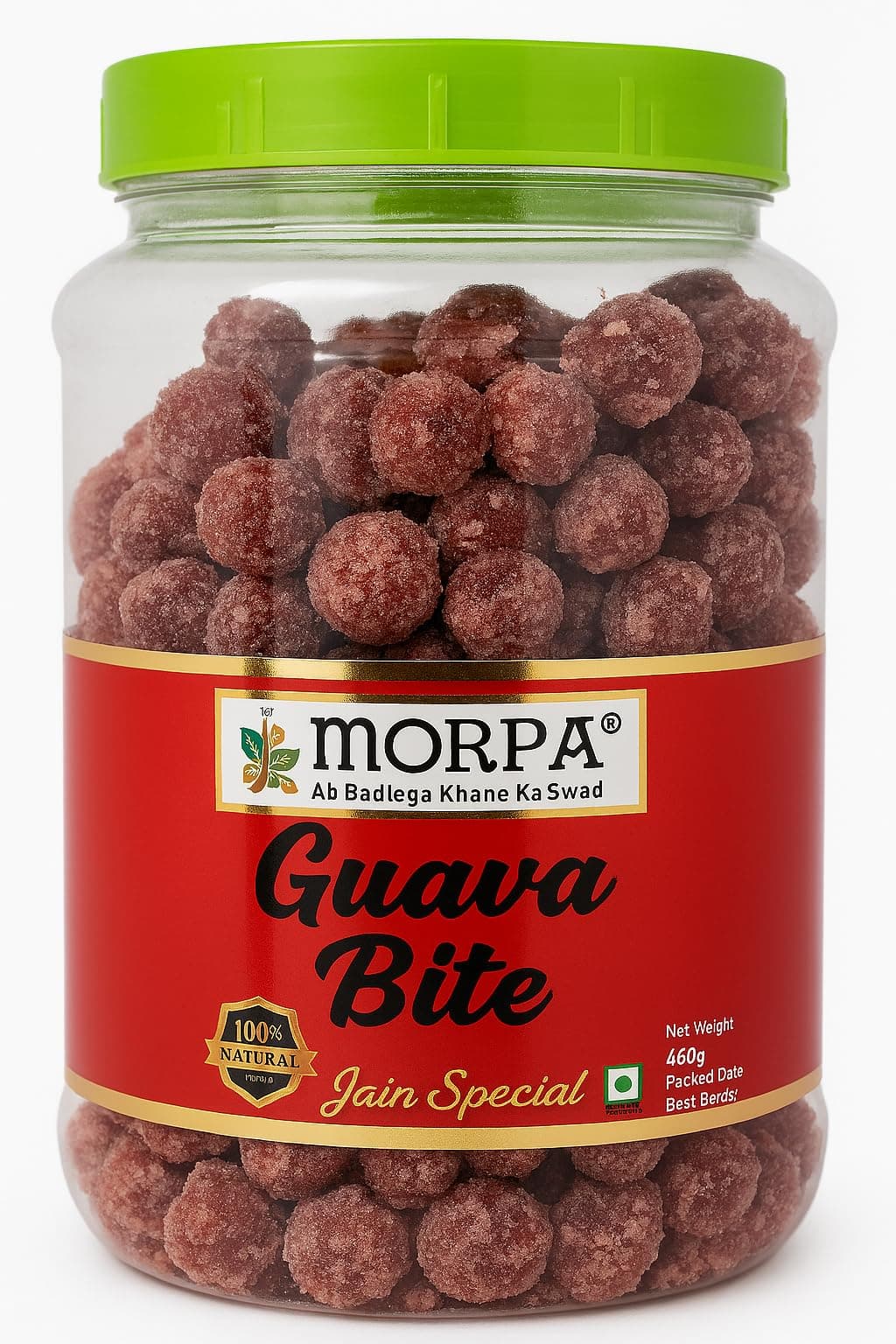 Morpa Guava Bite Candy Tangy and Sweet Guava Balls Jain Special 100% Natural Fruit Candy Mouth Freshener & Snack