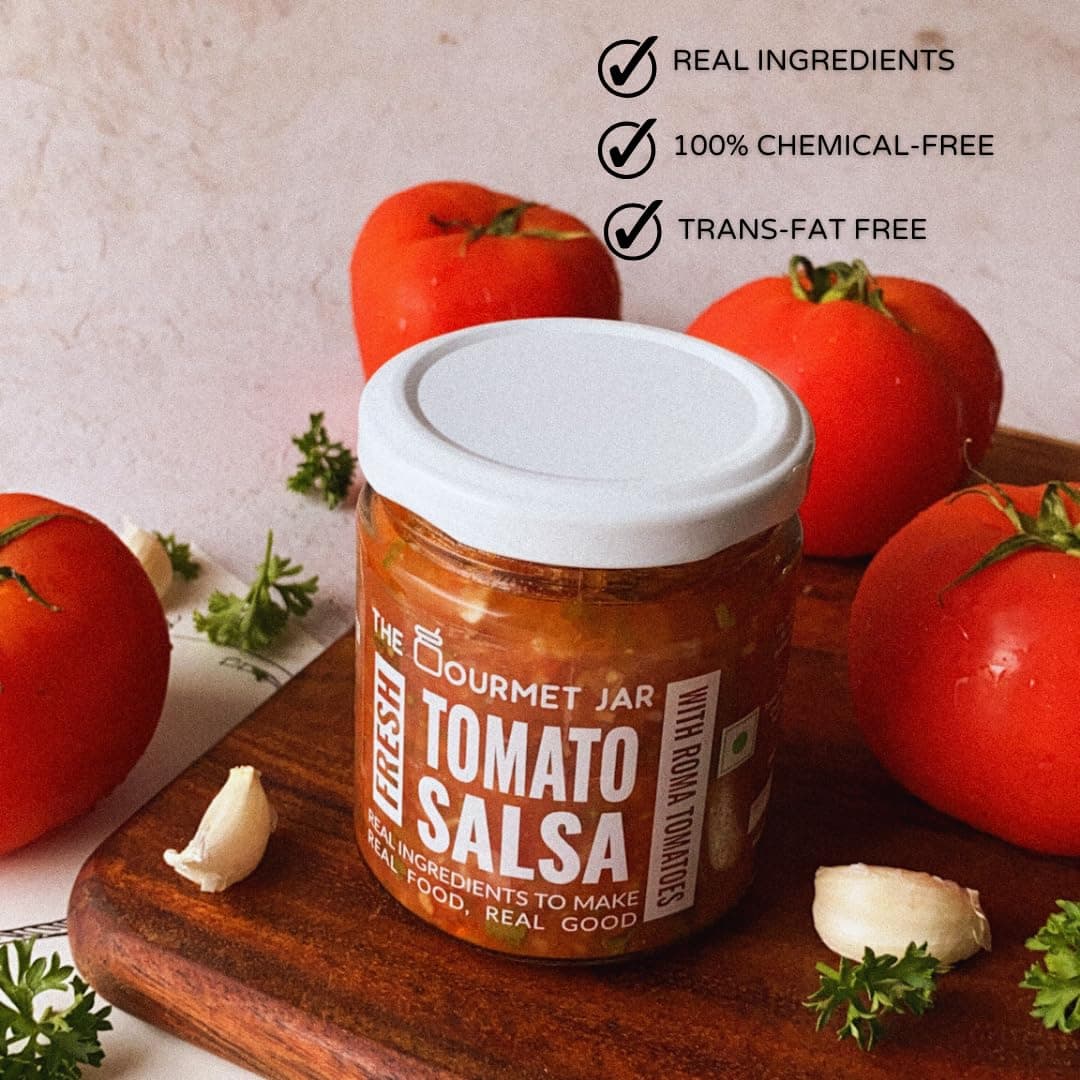 The Gourmet Jar Fresh Tomato Salsa 190g| 100% Natural, No Preservatives, No Artificial Colors, No Artificial Flavours| Vegan| Keto-friendly| Mexican Salsa| Made with Real Tomatoes| Fresh, Herby, Tangy| Enjoy it with Nachos, Tacos, Burrito Bowls & Chips| Pack of 1 — image 6