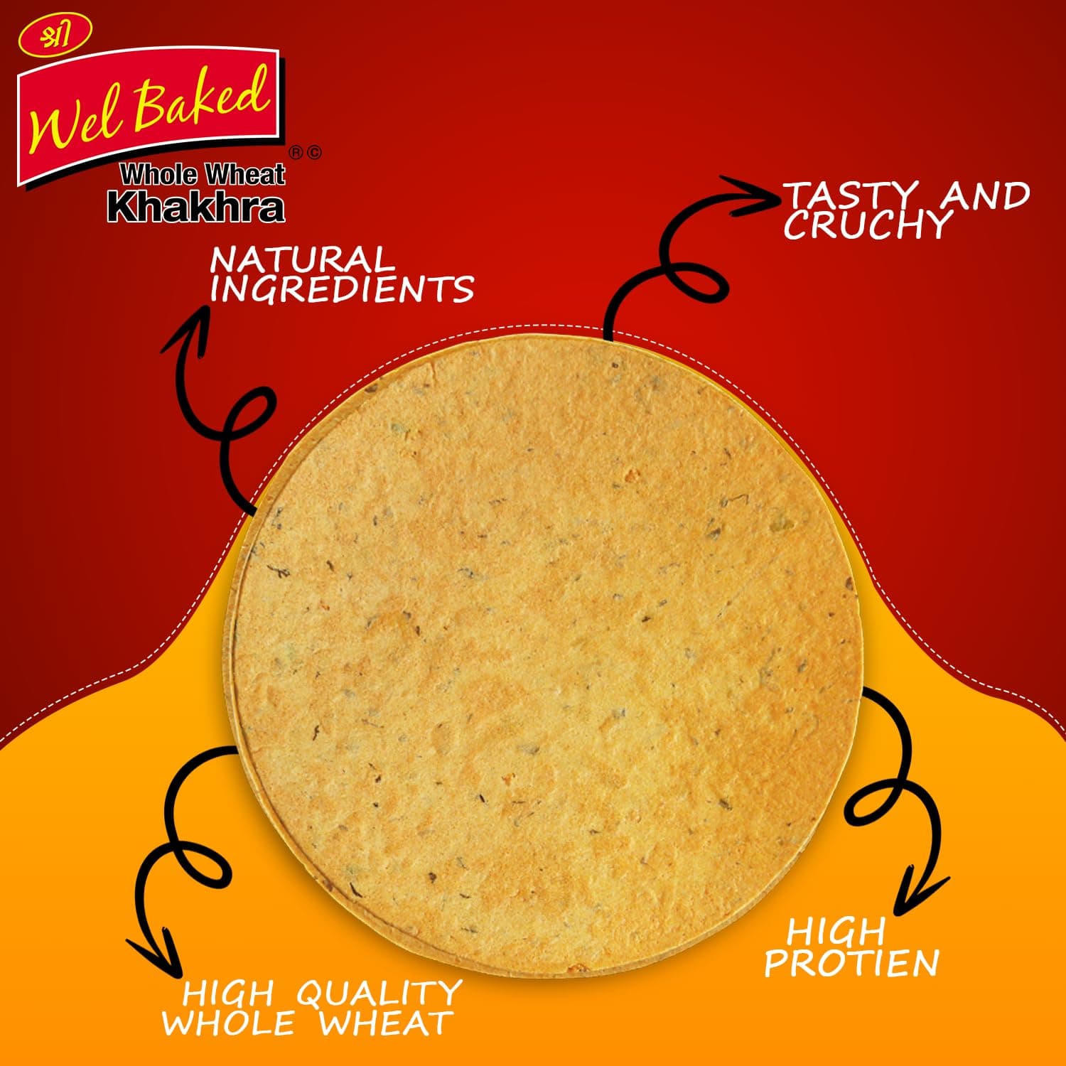 Wel Baked Whole Wheat Khakhra (Mast Masala) - Pack of 4, 200 Gms Each | Dry Chapati | Khakra Fresh Gujarati Namkeen Snacks | Ready To Eat - Roasted - Khakhra Snacks| Vacuum Packed — image 4