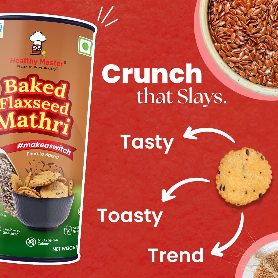 Healthy Master Baked Wheat Mathri (Flax Seed) 250g | No Maida | No Palm Oil | Crispy Crunchy Healthy Snack | 100% Wheat | Namkeen Mathi (Pack of 1) — image 8